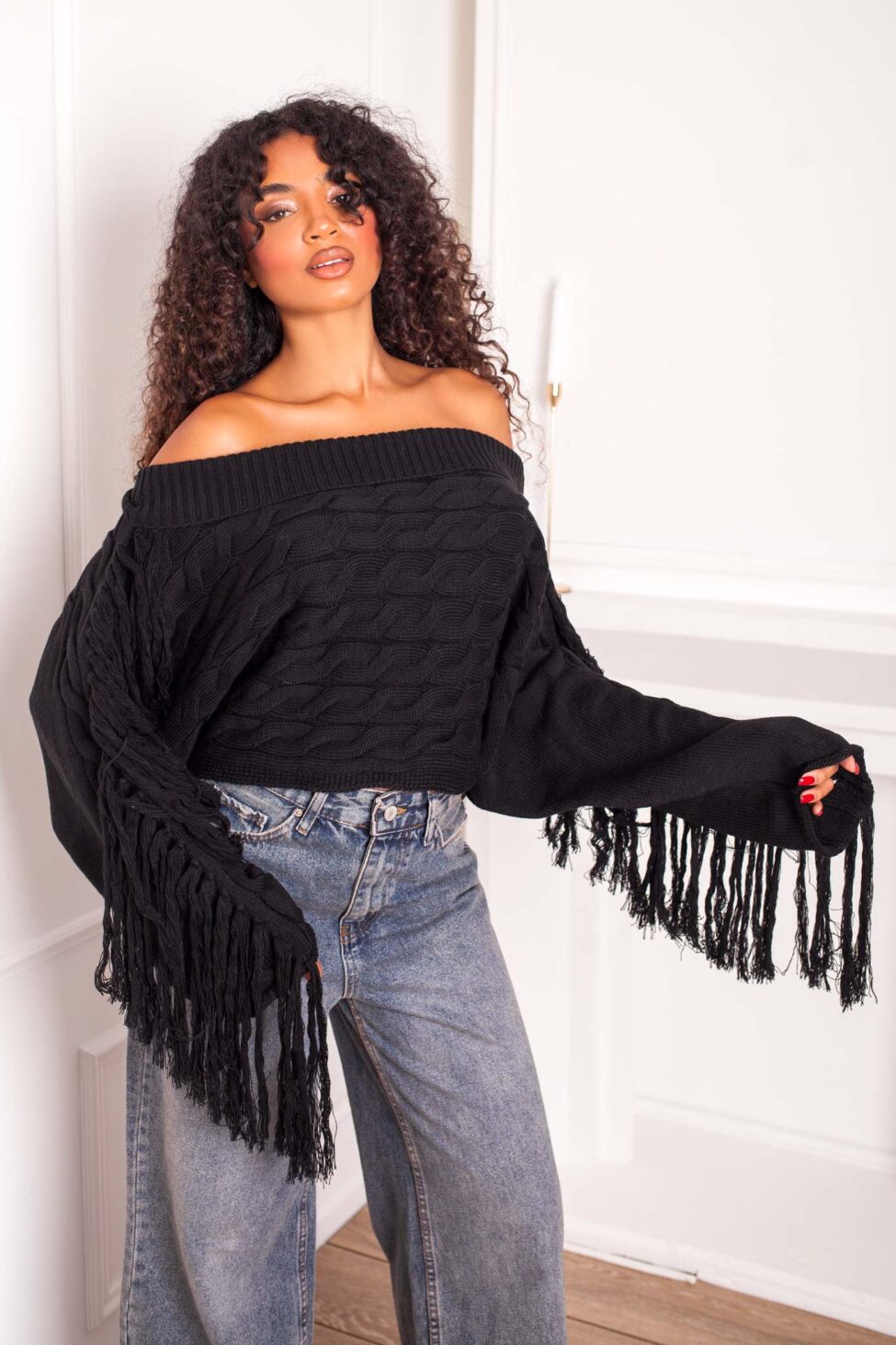 Vida πλεκτή μπλούζα μαύρο - Image 5