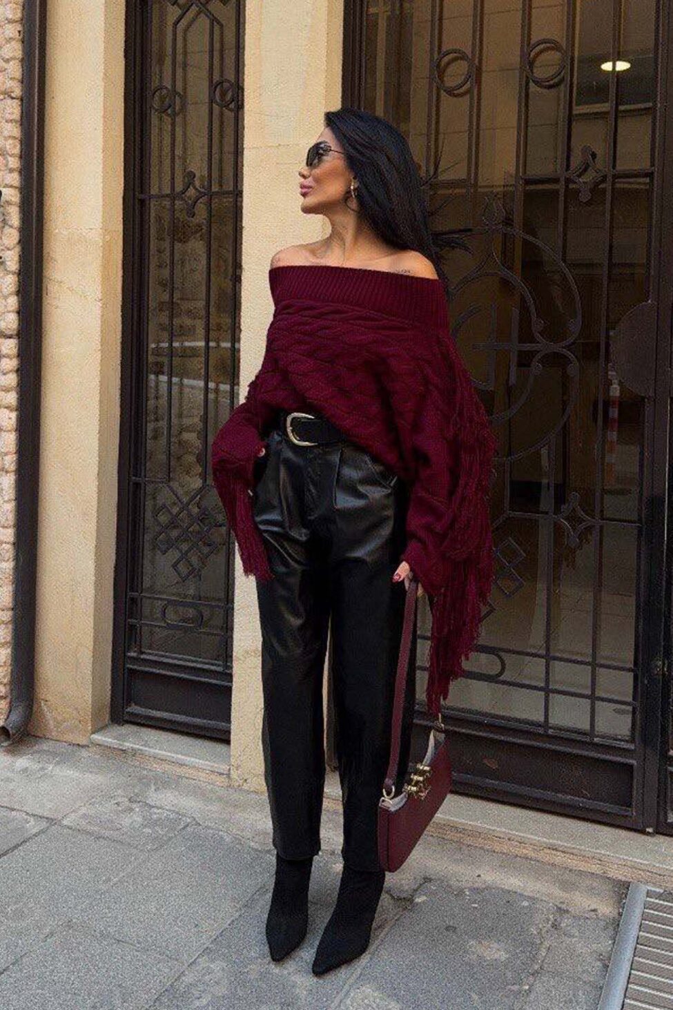 Vida πλεκτή μπλούζα μπορντό - Image 3