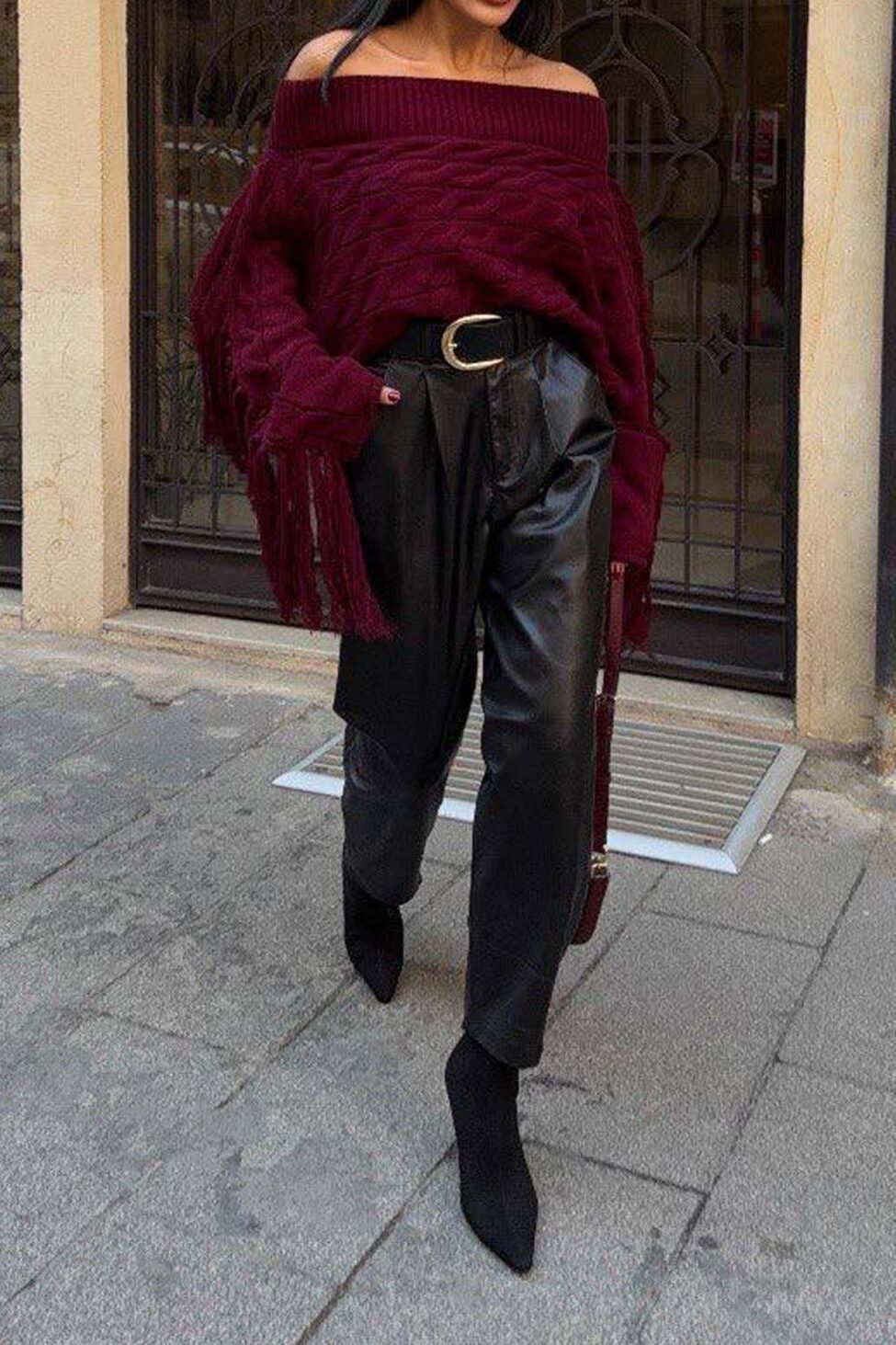 Vida πλεκτή μπλούζα μπορντό - Image 4