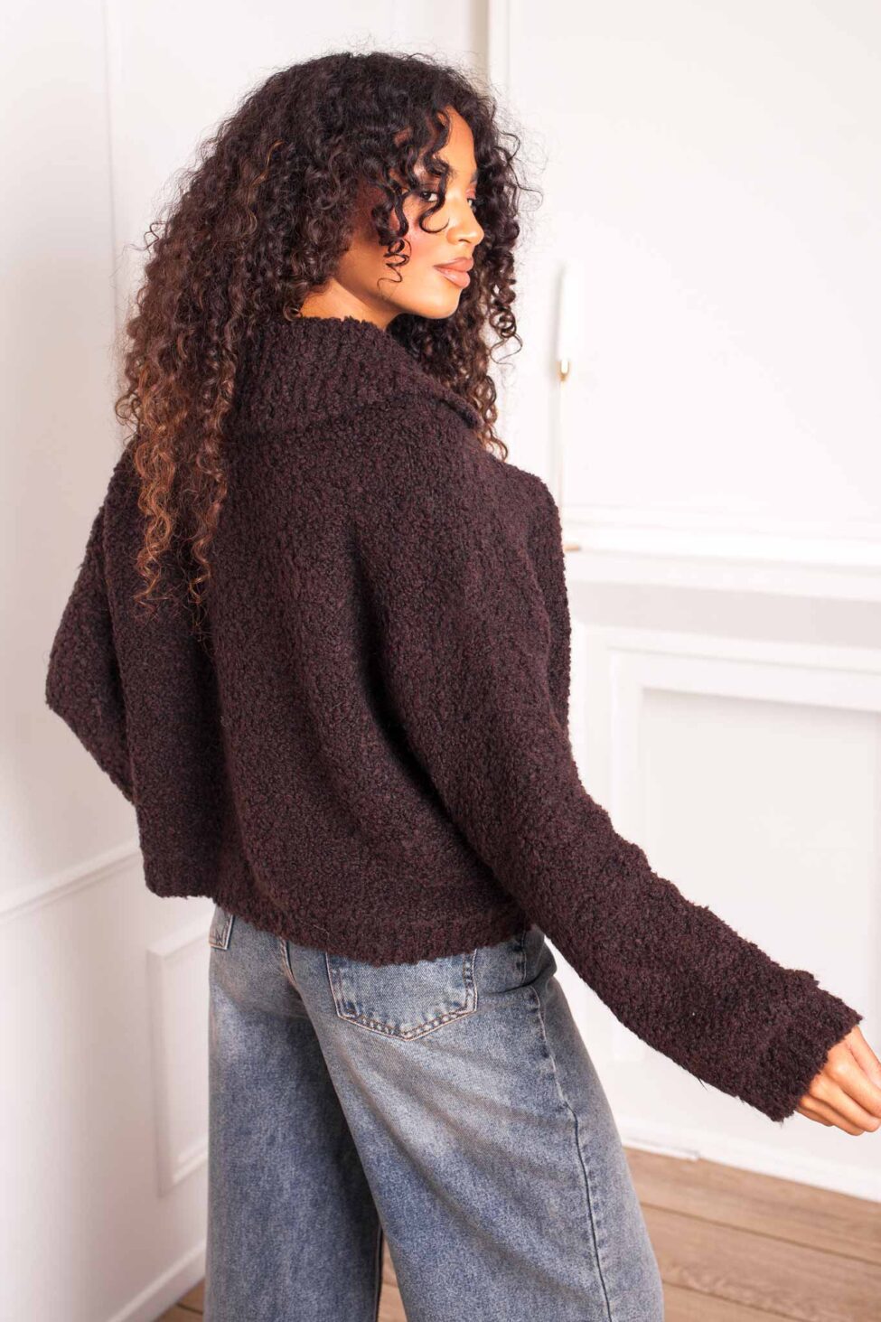 Yummy Πλεκτή Ζακέτα καφέ - Image 3