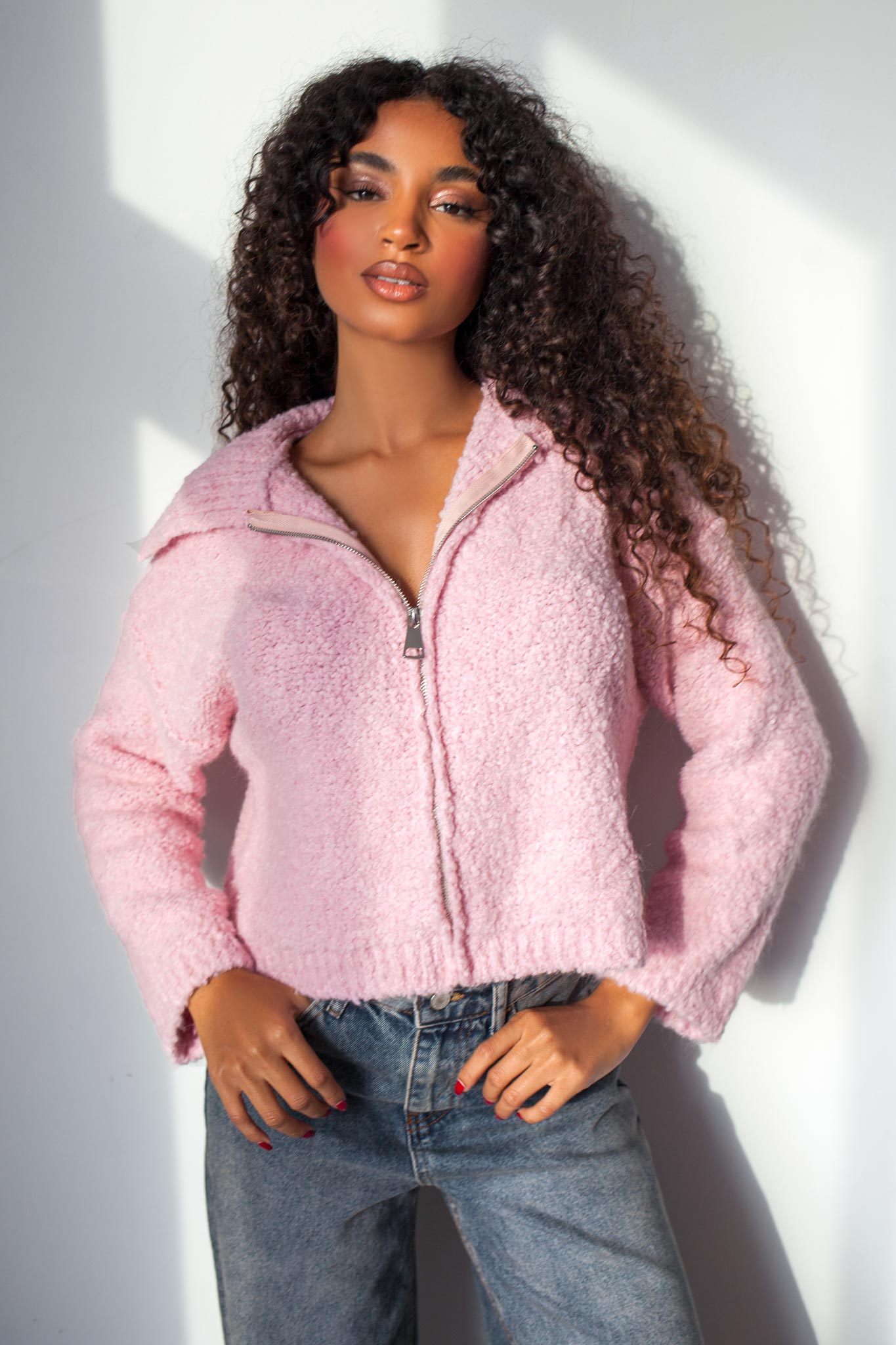 Yummy Πλεκτή Ζακέτα ροζ Yummy Πλεκτή Ζακέτα ροζ - Image 1