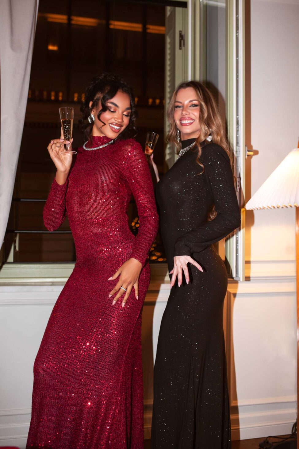 Brande Φόρεμα Μάξι Παγιέτα μπορντό - Image 5