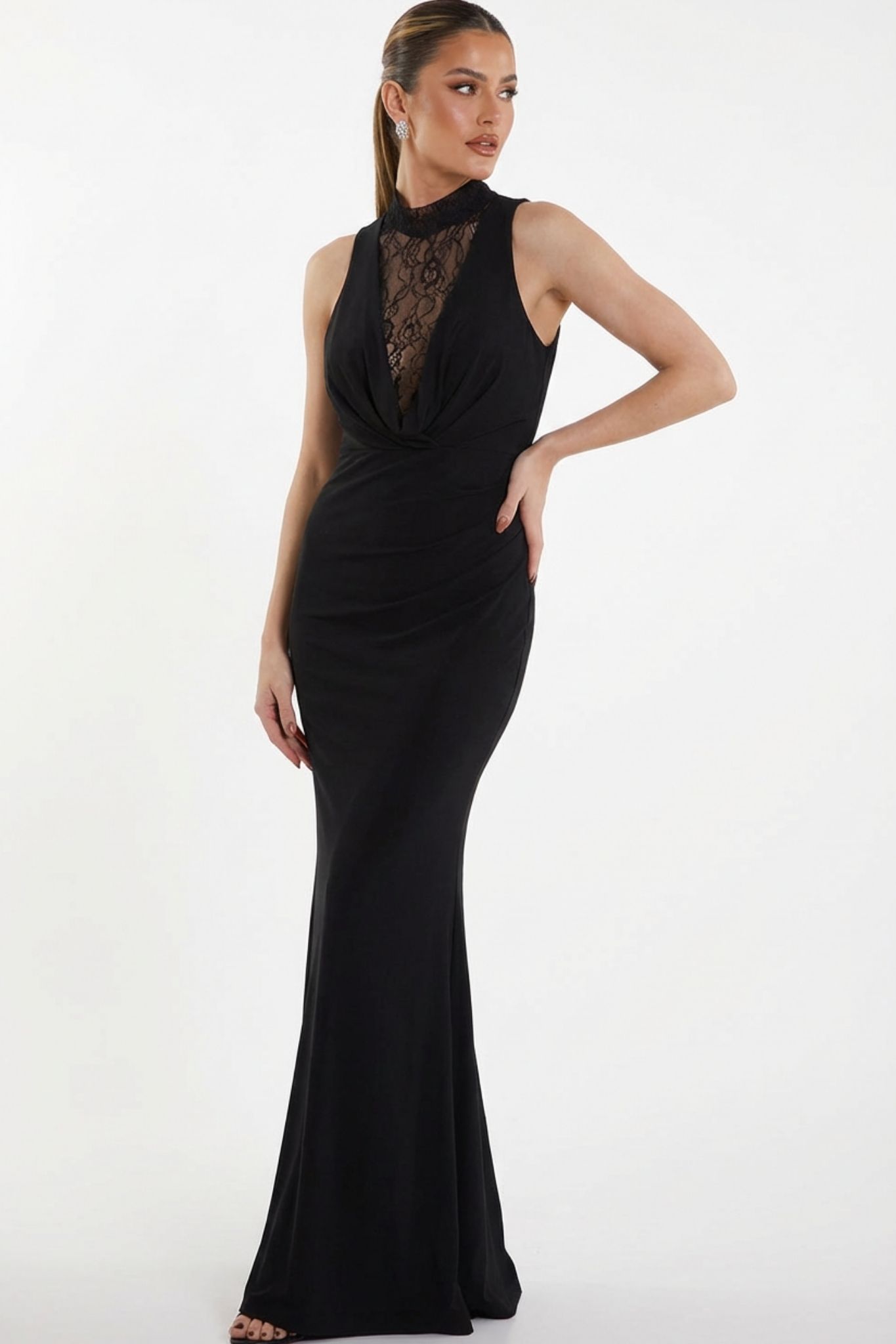 Carlota μάξι φόρεμα με δαντέλα μαύρο Carlota μάξι φόρεμα με δαντέλα μαύρο - Image 1