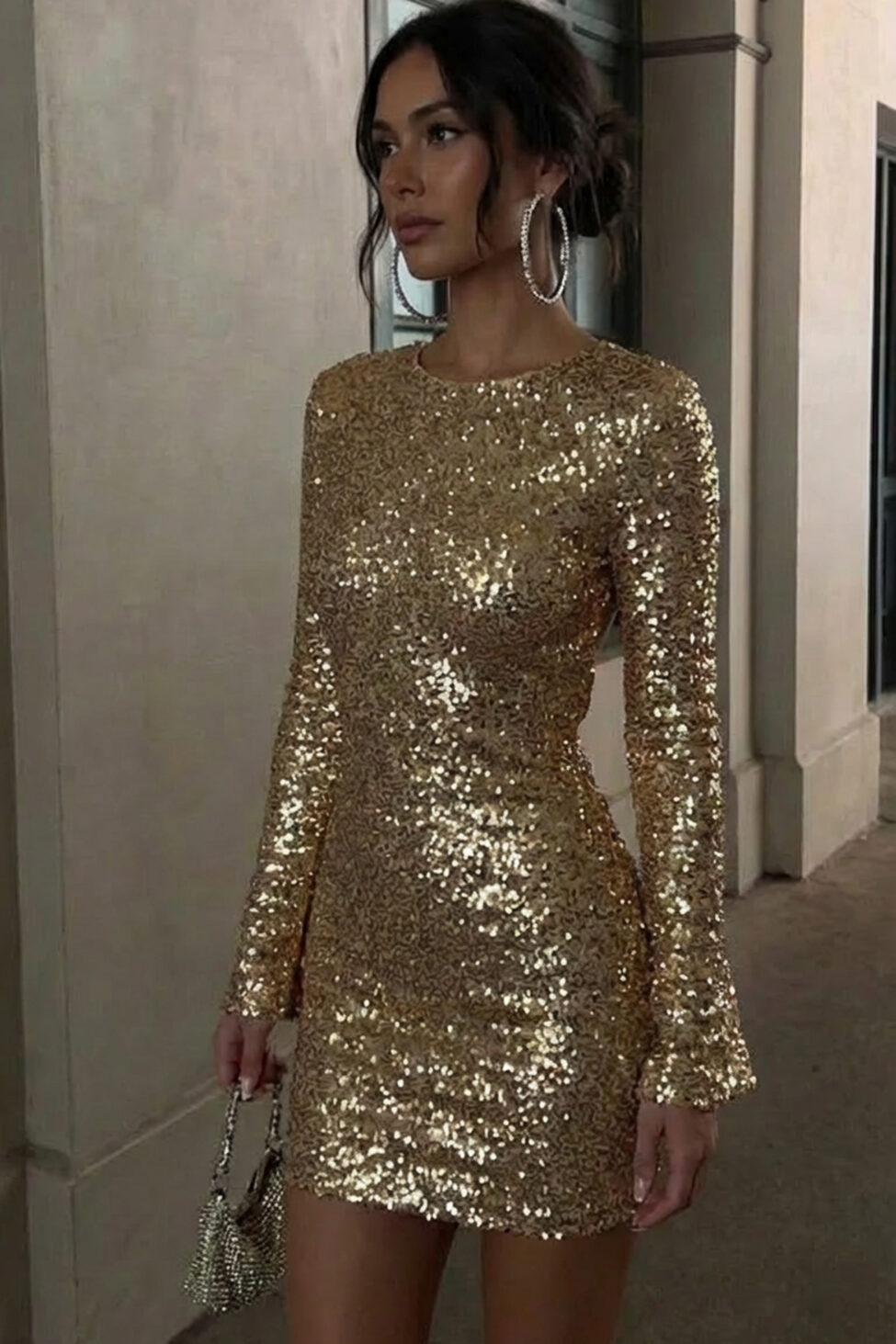 Cosmopolitan Φόρεμα Μίνι Παγιέτα χρυσό - Image 2