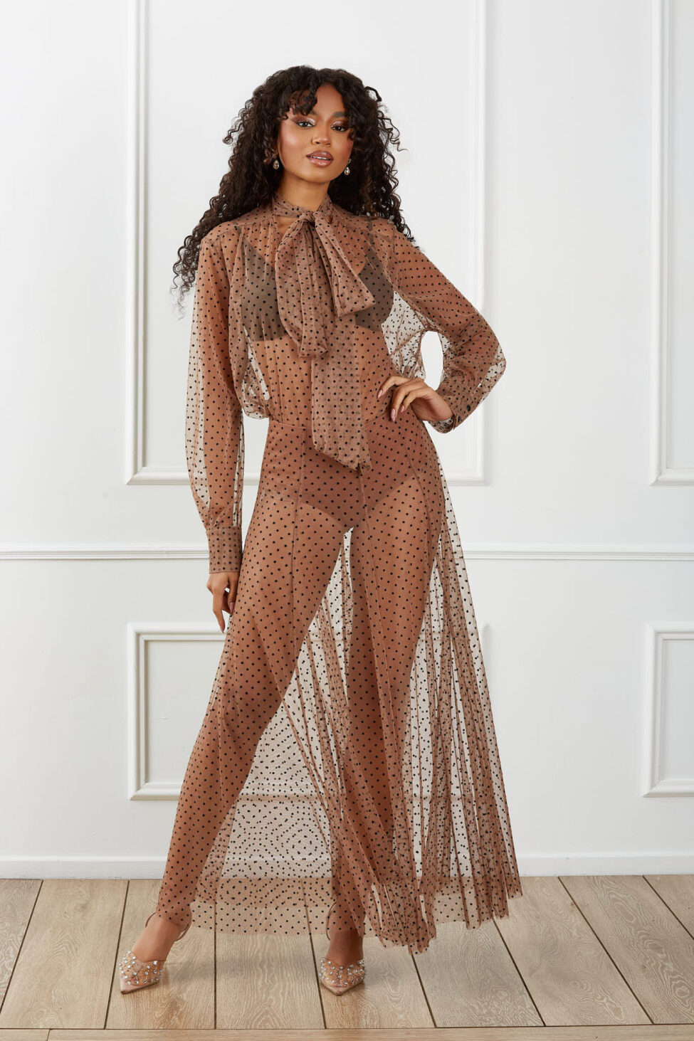 Glamorix Σετ Πουκαμίσα & Φούστα μπεζ - Image 2