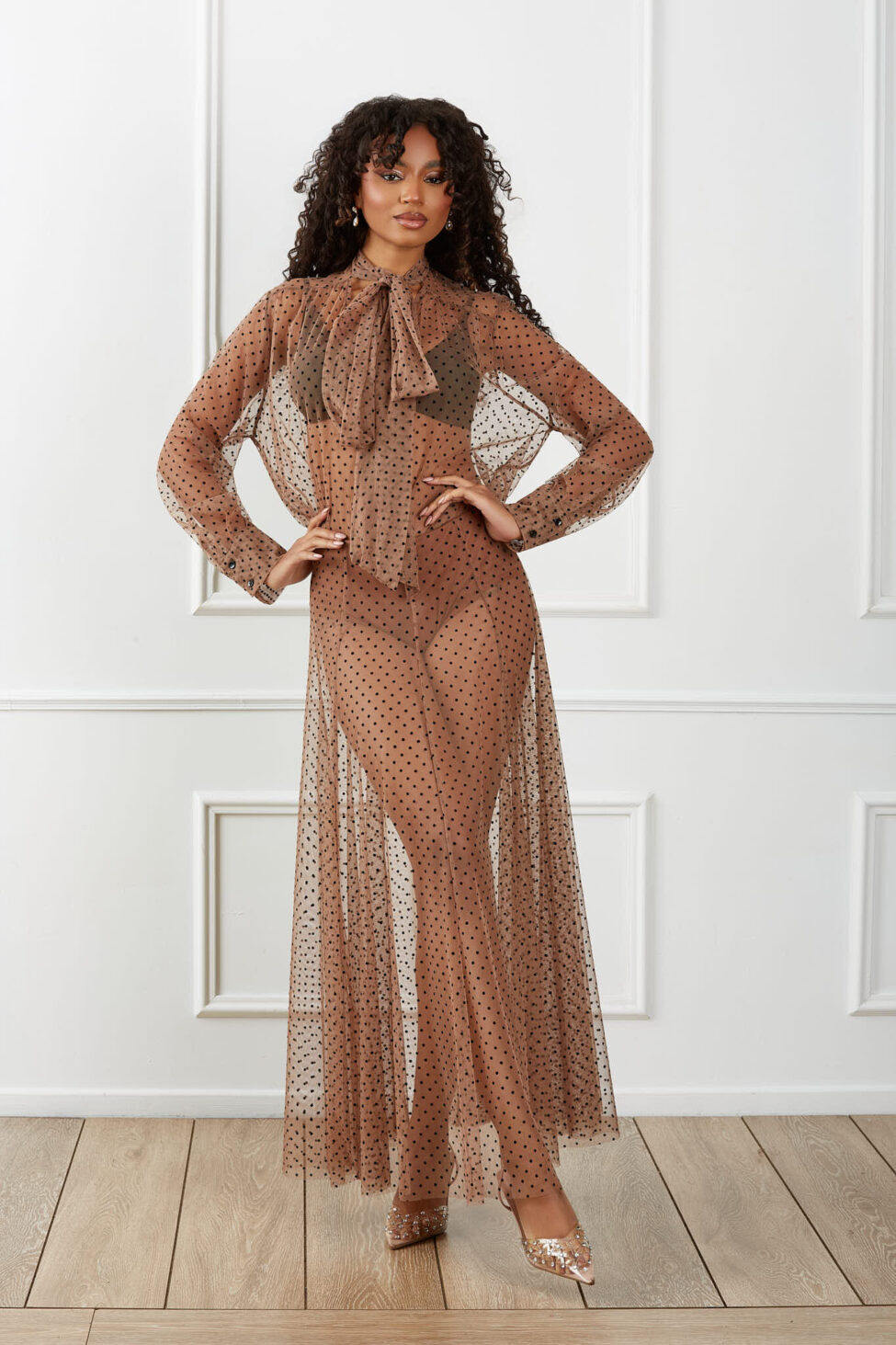 Glamorix Σετ Πουκαμίσα & Φούστα μπεζ - Image 3