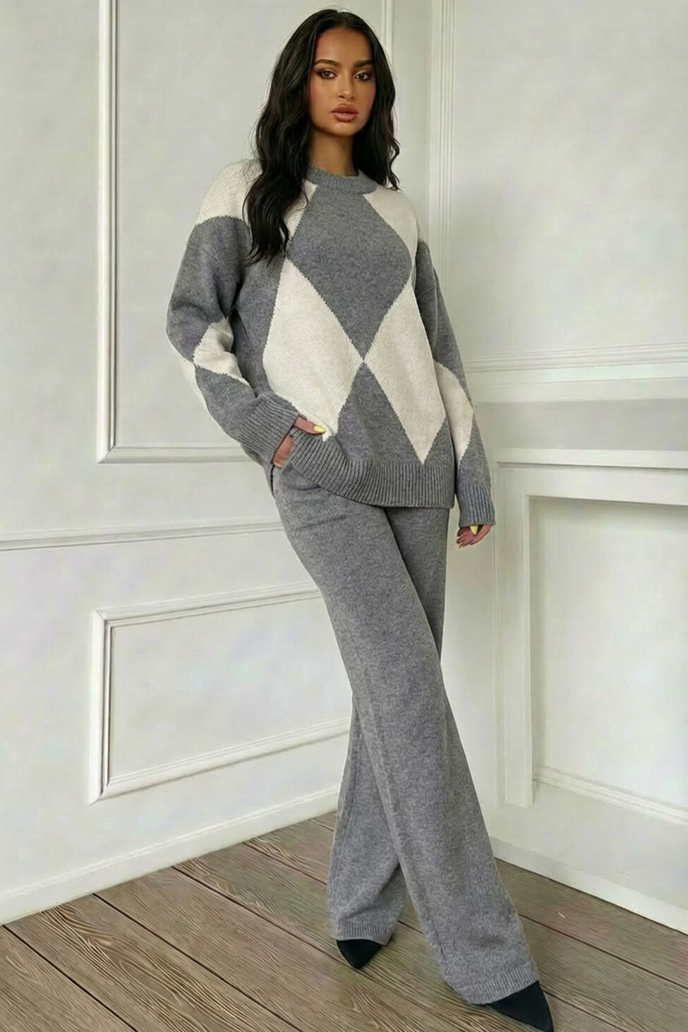 Hiroko σετ μπλούζα παντελόνι γκρι - Image 2