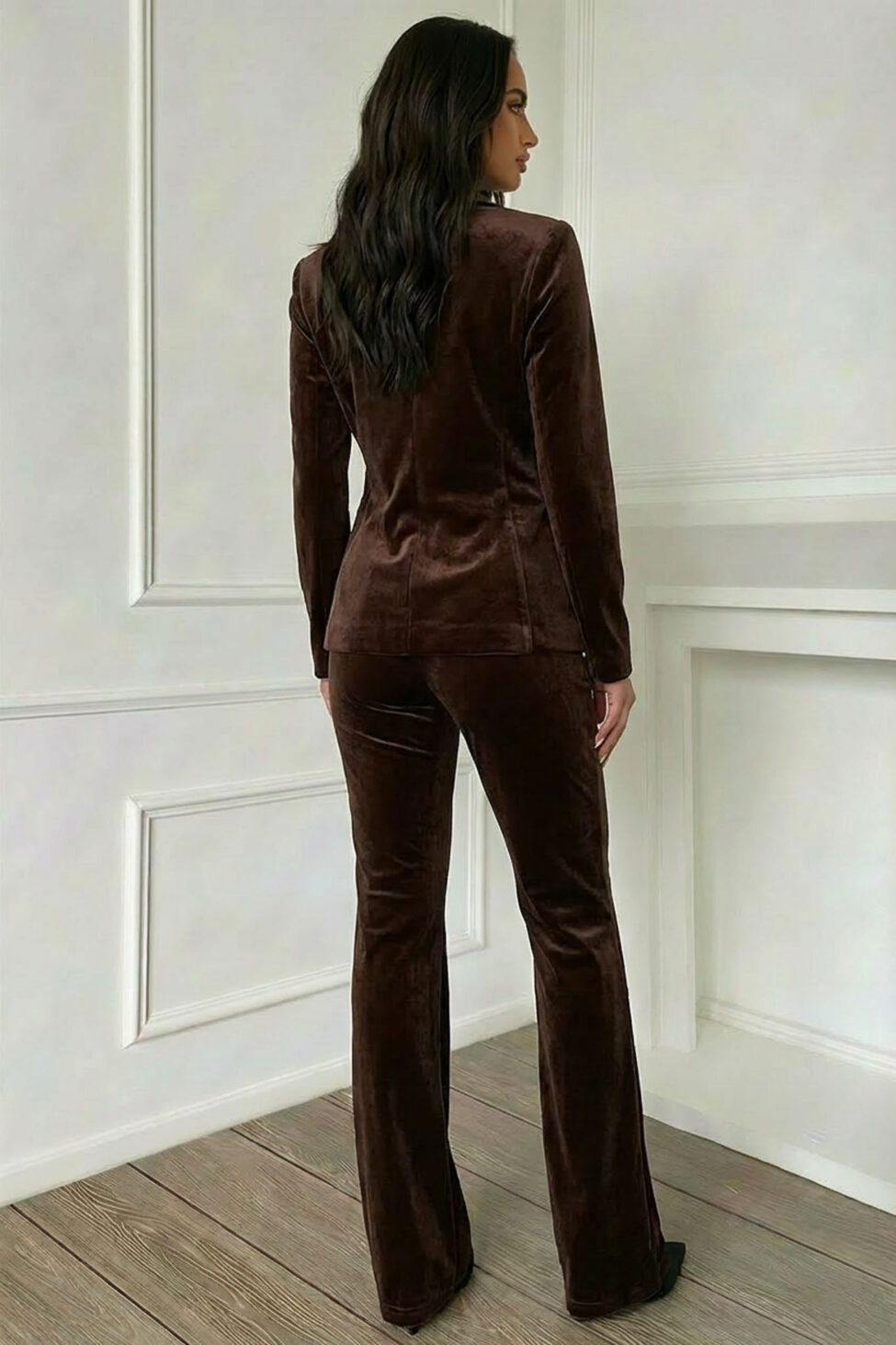 Marbella Σετ Σακάκι Παντελόνι Βελούδινο καφέ - Image 2