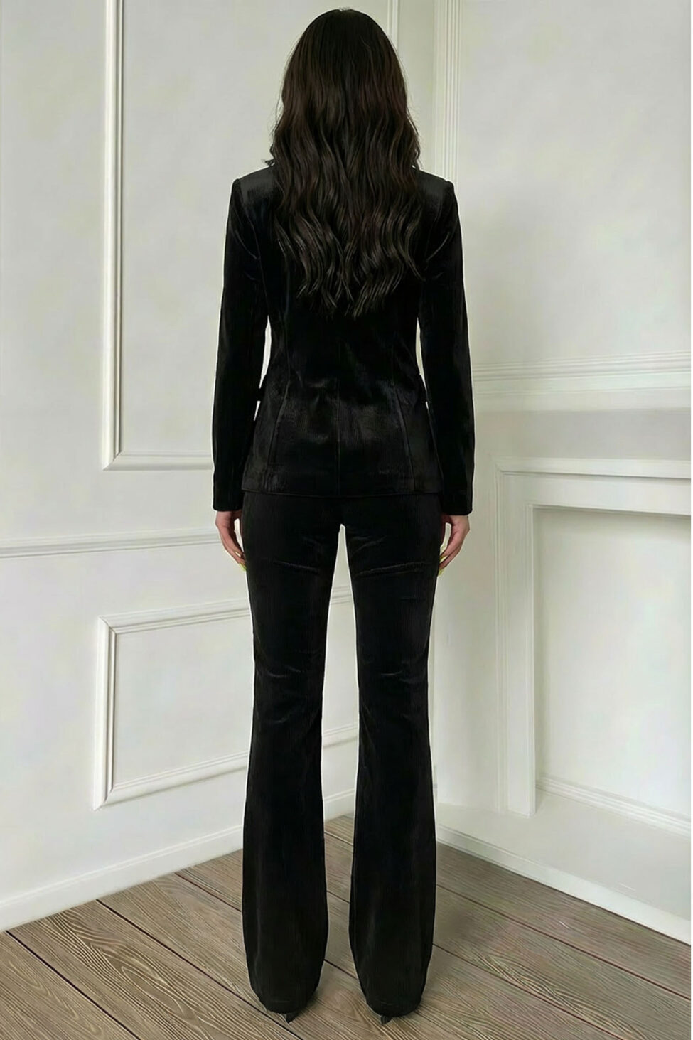 Marbella Σετ Σακάκι Παντελόνι Βελούδινο μαύρο - Image 3
