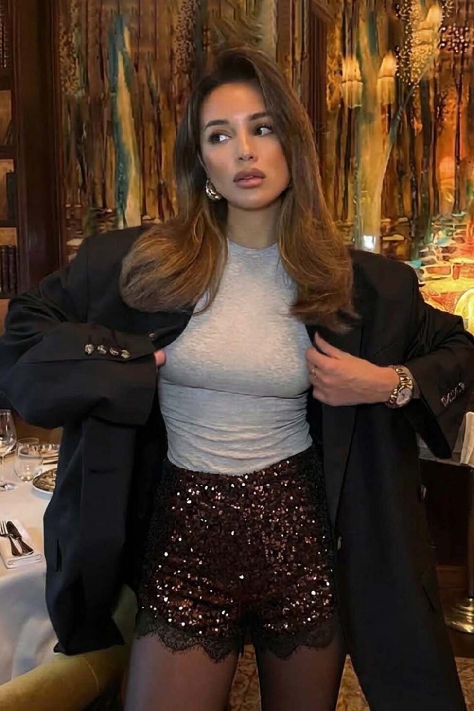 Monna Σορτς Με Παγιέτα καφέ - Image 2