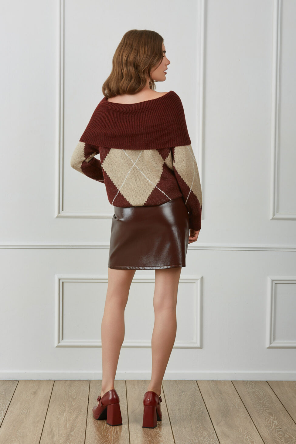 Negroni μίνι φούστα από οικολογικό δέρμα καφέ - Image 2