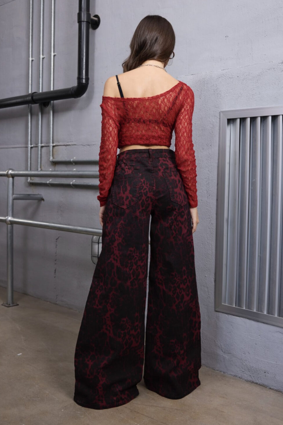 Ormelia τζιν παντελόνι λεοπάρ μπορντό - Image 3