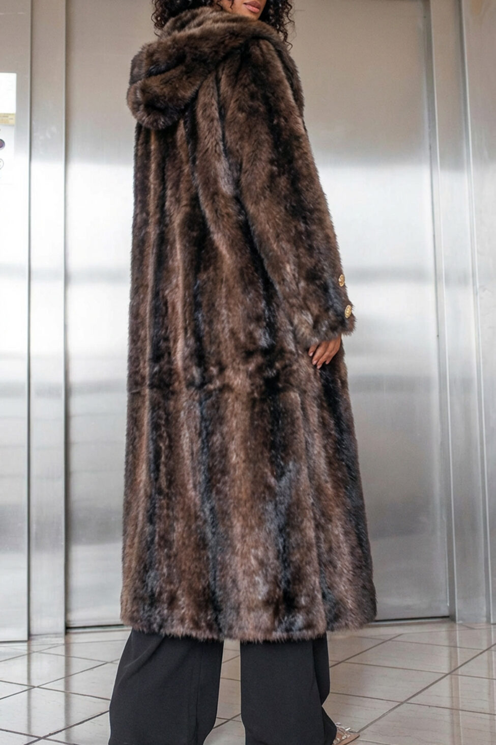 Shadow μακριά οικολογική γούνα καφέ - Image 2