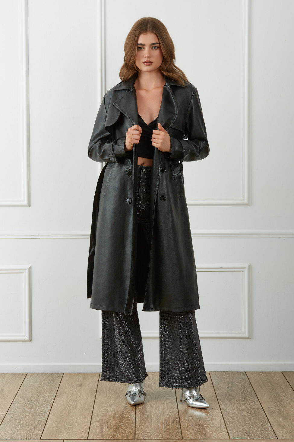 Vermouth καπαρντίνα από οικολογικό δέρμα μαύρο - Image 3