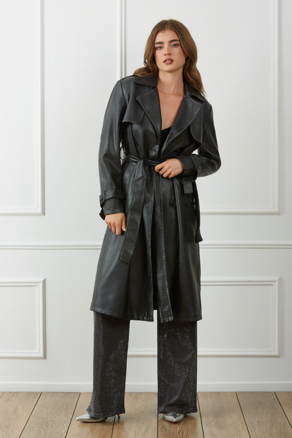 Vermouth καπαρντίνα από οικολογικό δέρμα μαύρο - Image 4