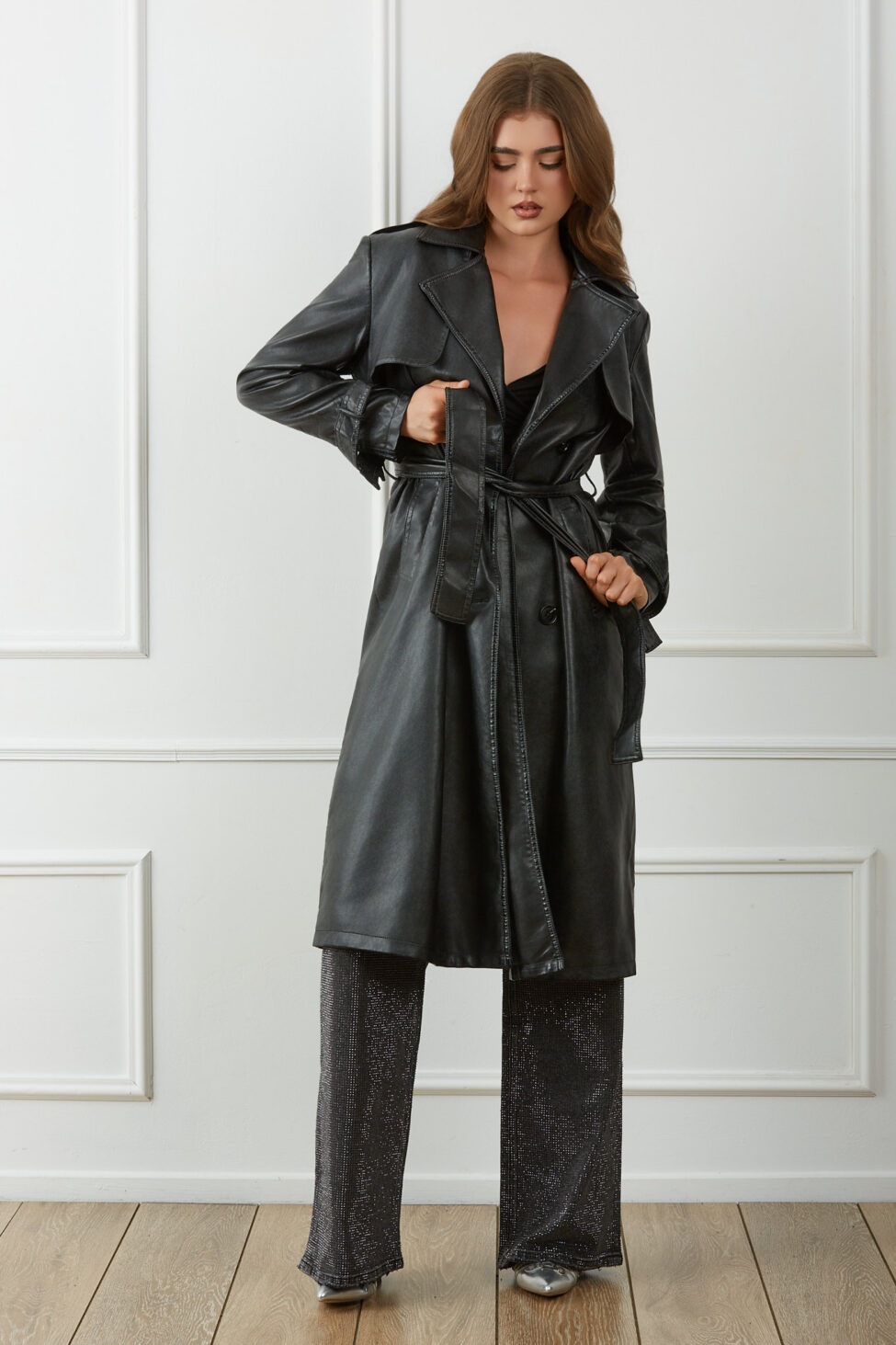 Vermouth καπαρντίνα από οικολογικό δέρμα μαύρο - Image 5