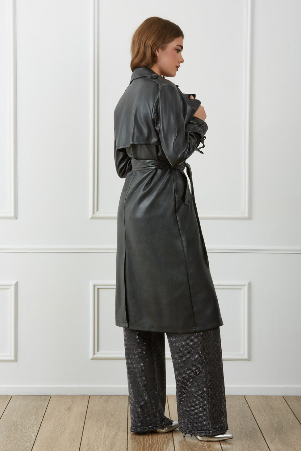 Vermouth καπαρντίνα από οικολογικό δέρμα μαύρο - Image 7