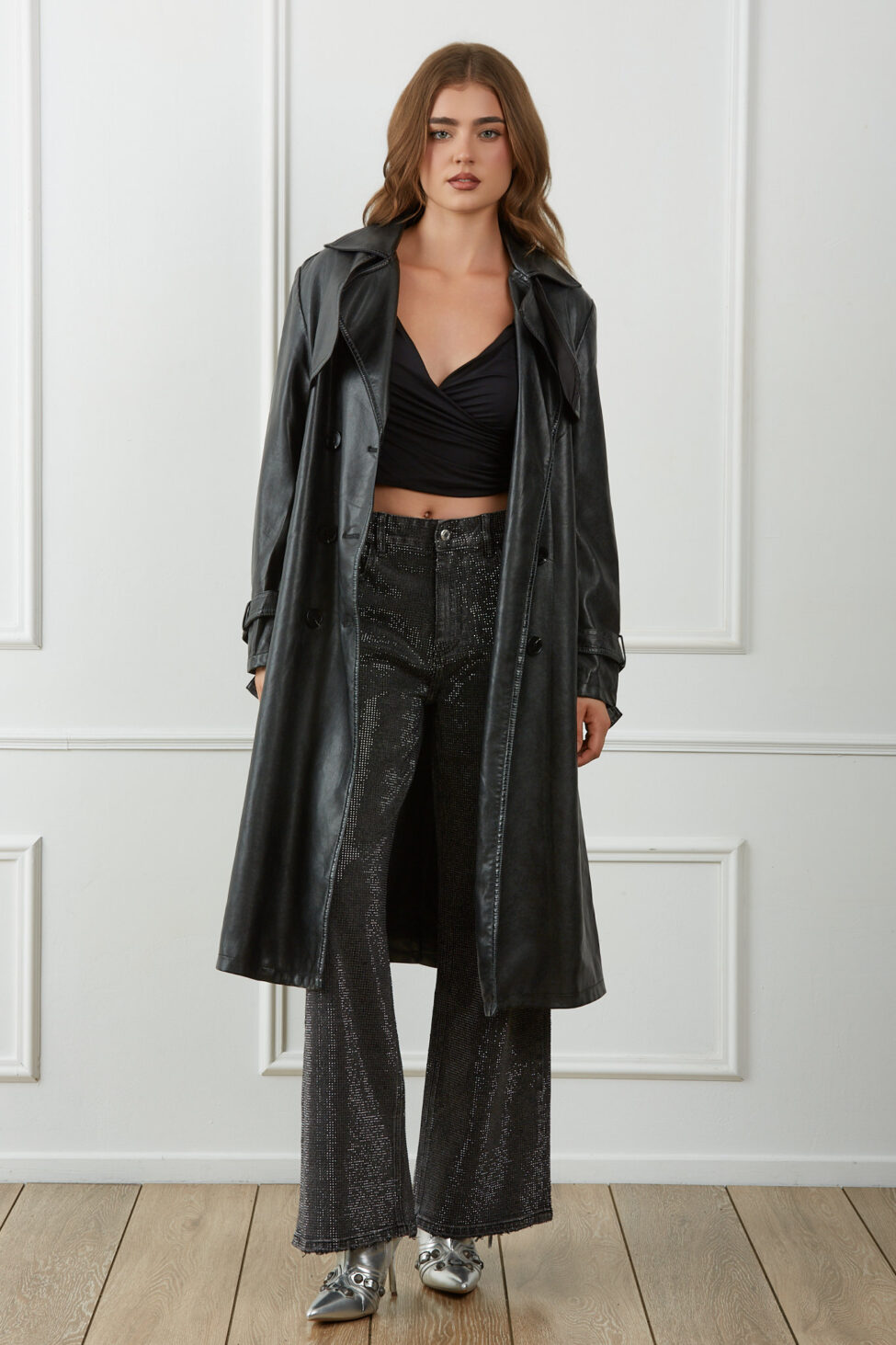 Vermouth καπαρντίνα από οικολογικό δέρμα μαύρο - Image 8