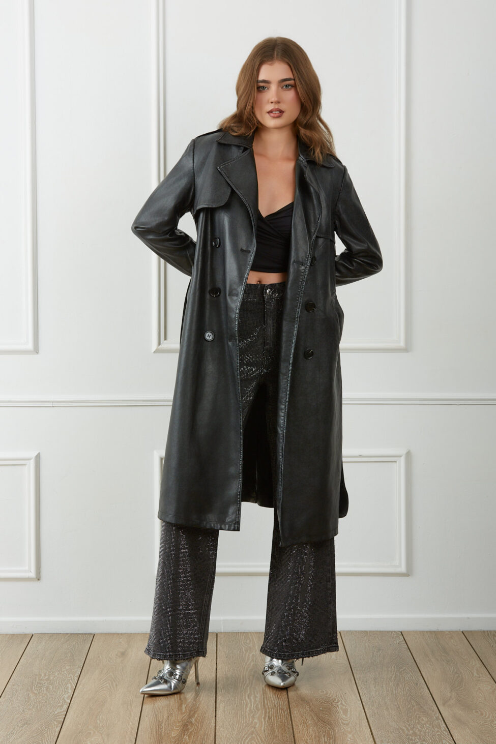 Vermouth καπαρντίνα από οικολογικό δέρμα μαύρο - Image 9