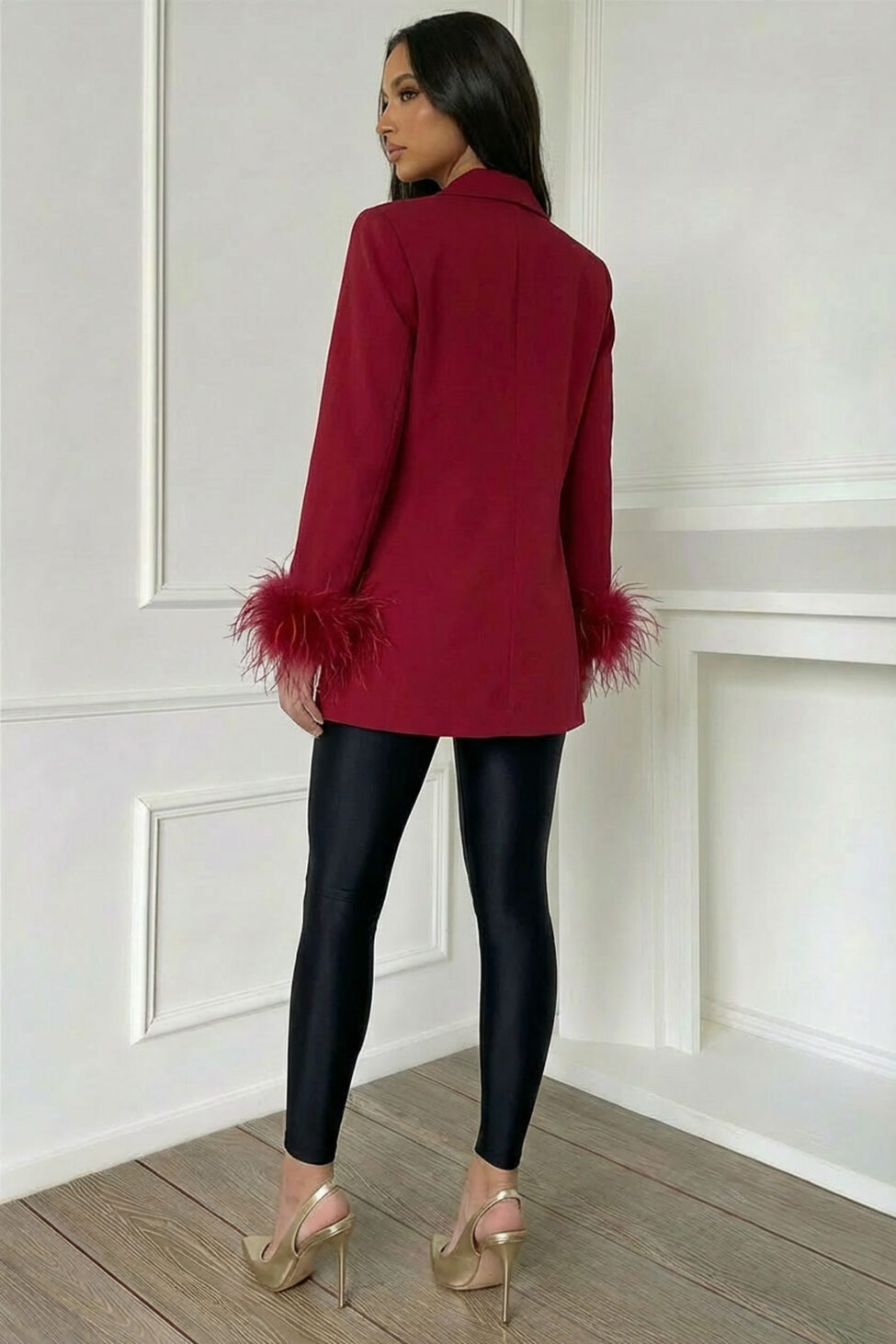 Vevid σακάκι με πούπουλα κόκκινο - Image 2