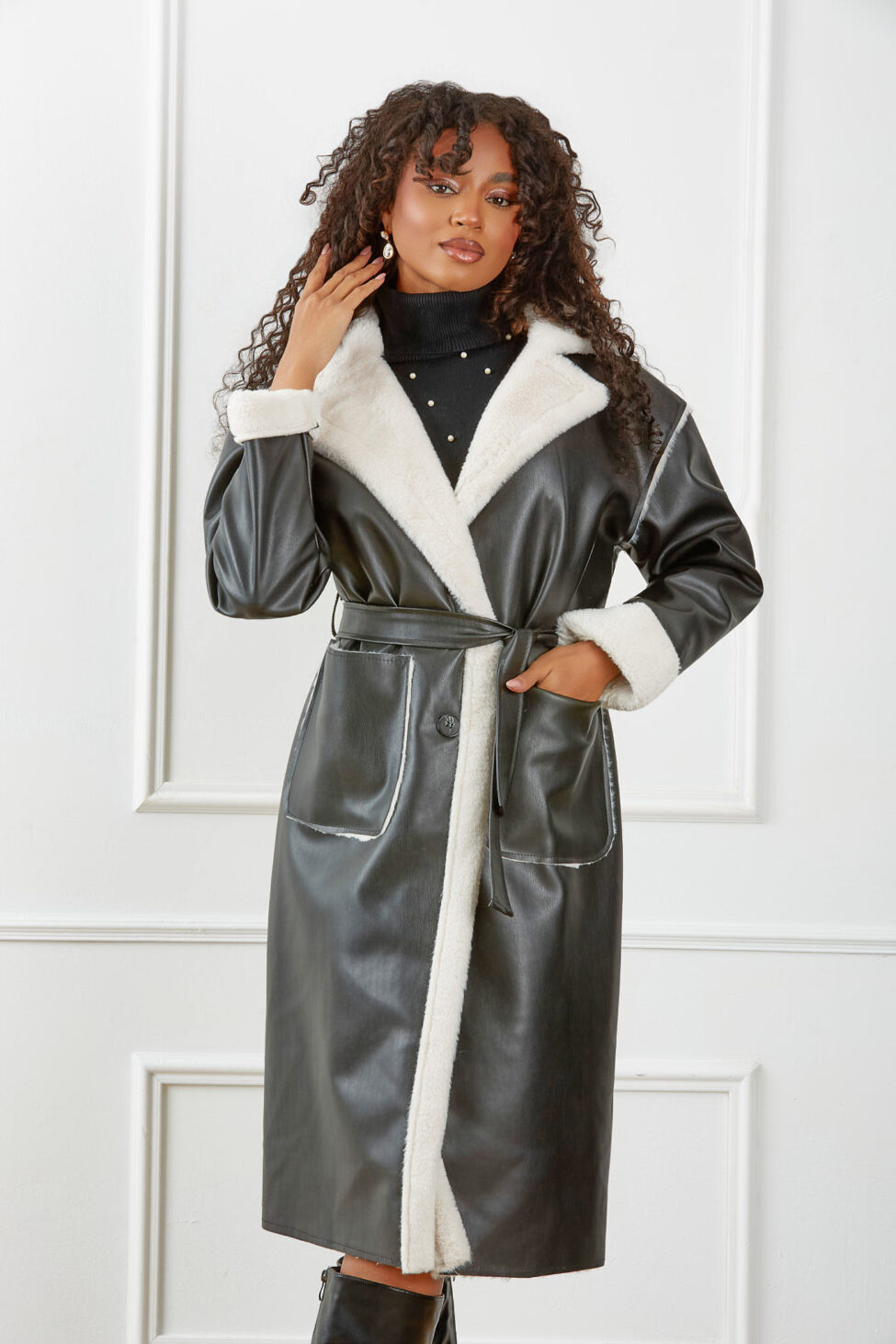 Zaffira Μακρύ Παλτό μαύρο - Image 3