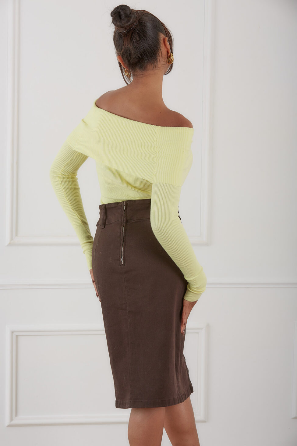 Aiden μπλούζα ριπ με ελεύθερους ώμους κίτρινο - Image 3