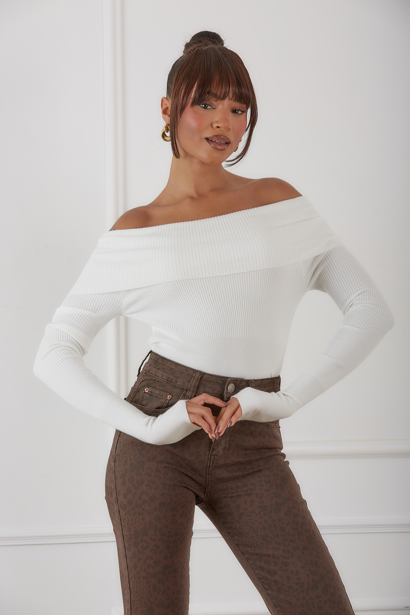 Aiden μπλούζα ριπ με ελεύθερους ώμους λευκό Aiden μπλούζα ριπ με ελεύθερους ώμους λευκό - Image 1