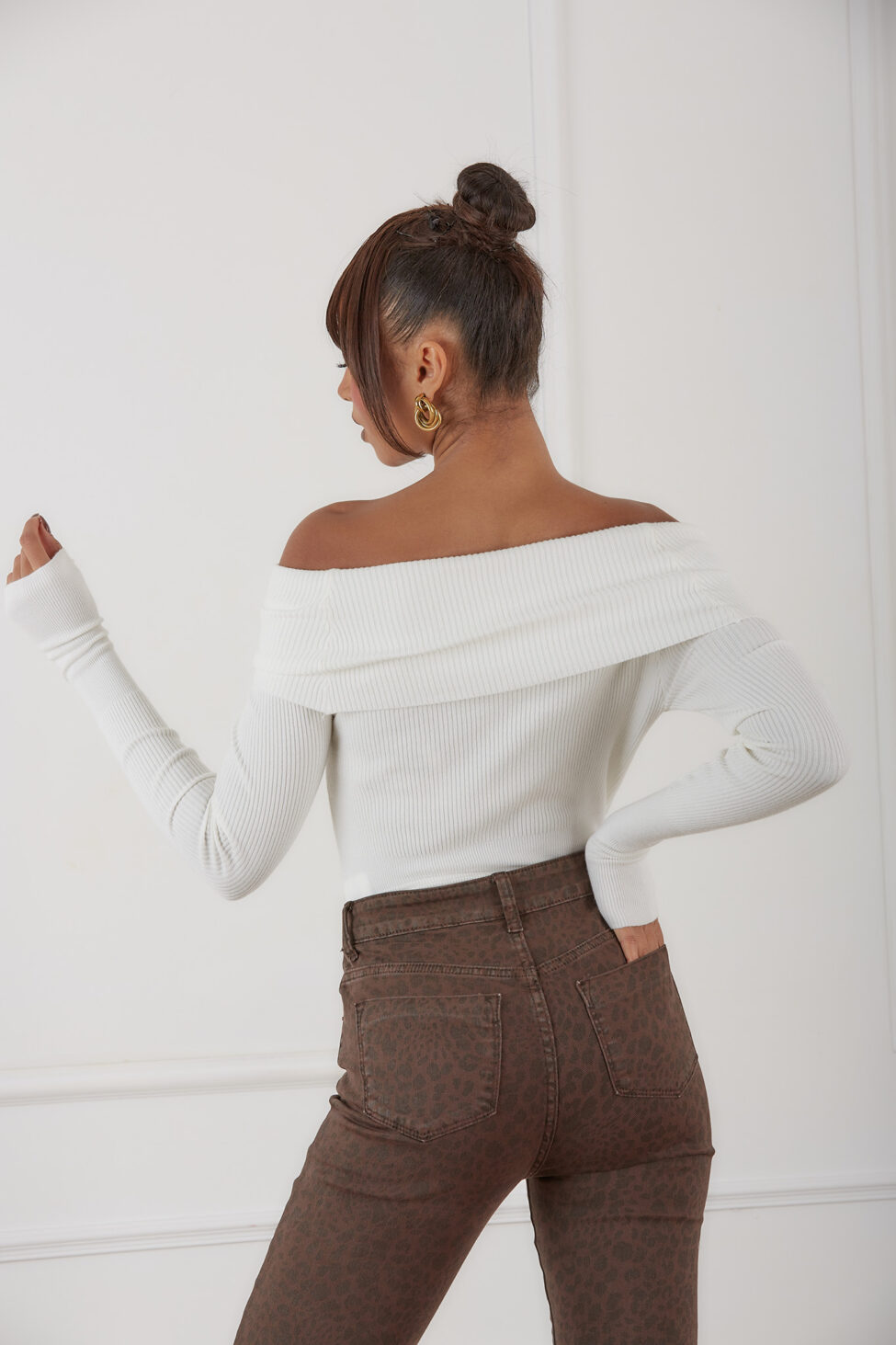 Aiden μπλούζα ριπ με ελεύθερους ώμους λευκό - Image 2