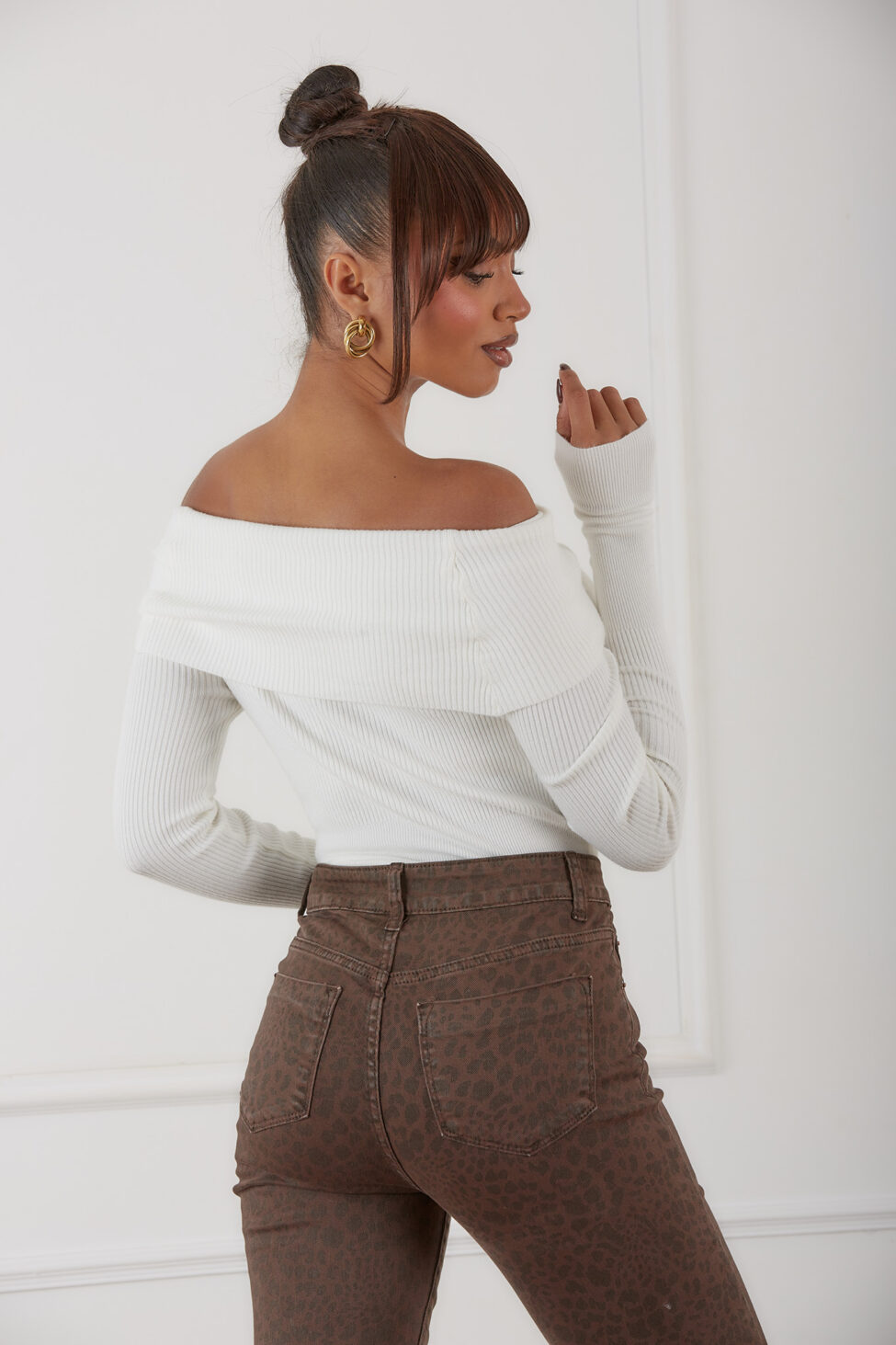 Aiden μπλούζα ριπ με ελεύθερους ώμους λευκό - Image 3