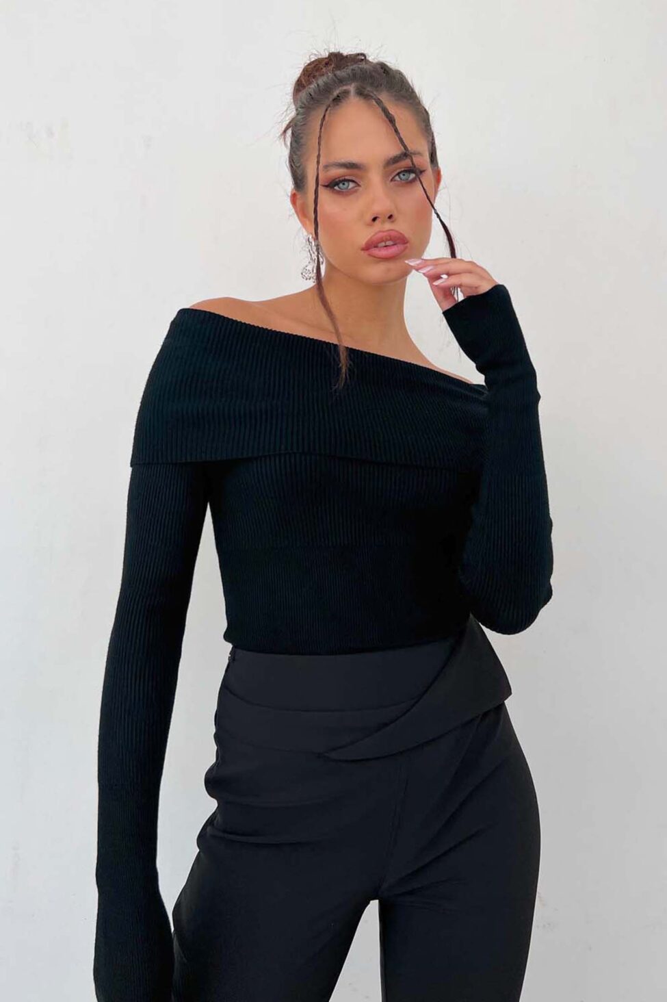 Aiden μπλούζα ριπ με ελεύθερους ώμους μαύρο - Image 2