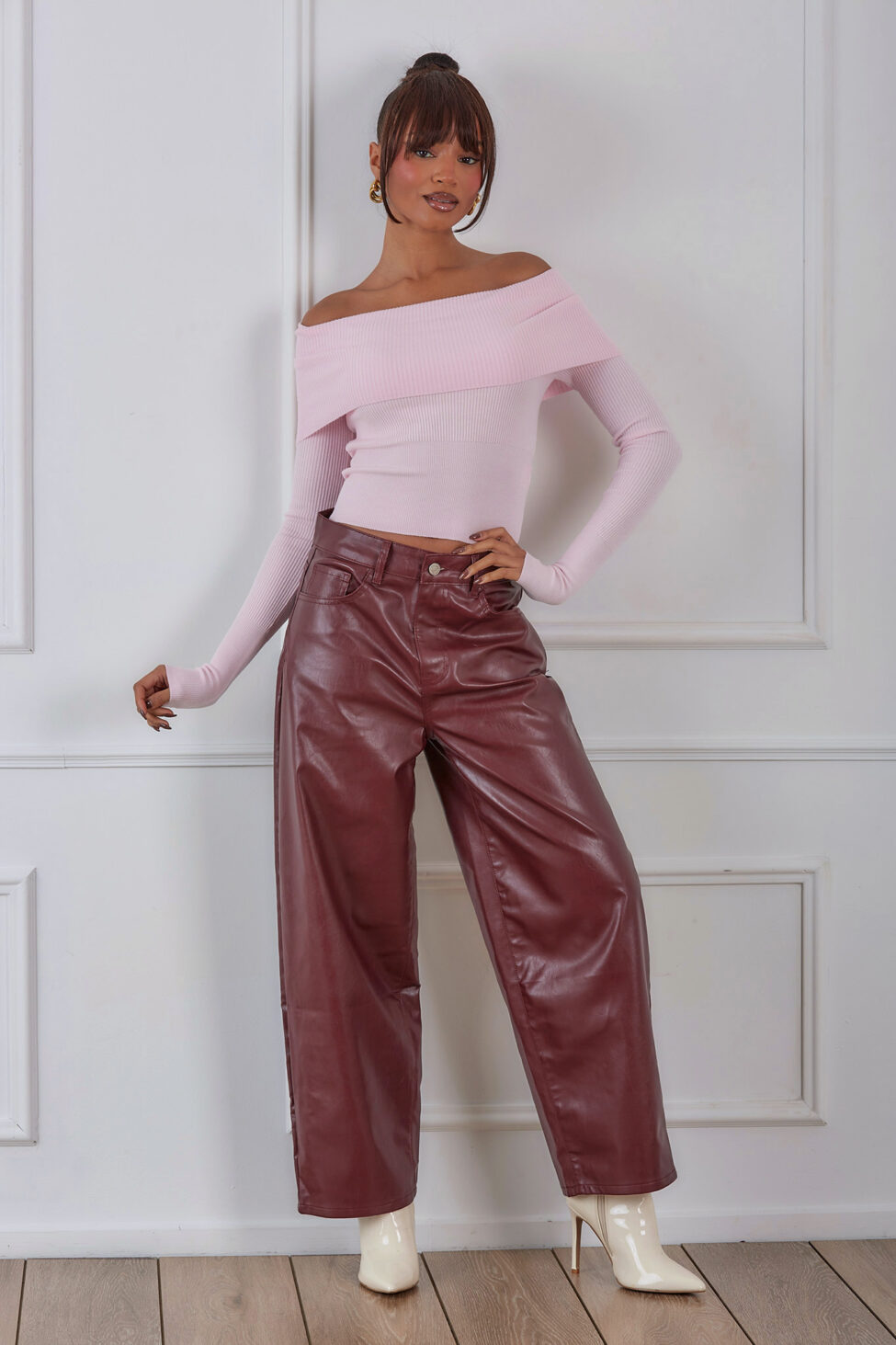 Aiden μπλούζα ριπ με ελεύθερους ώμους ροζ - Image 2