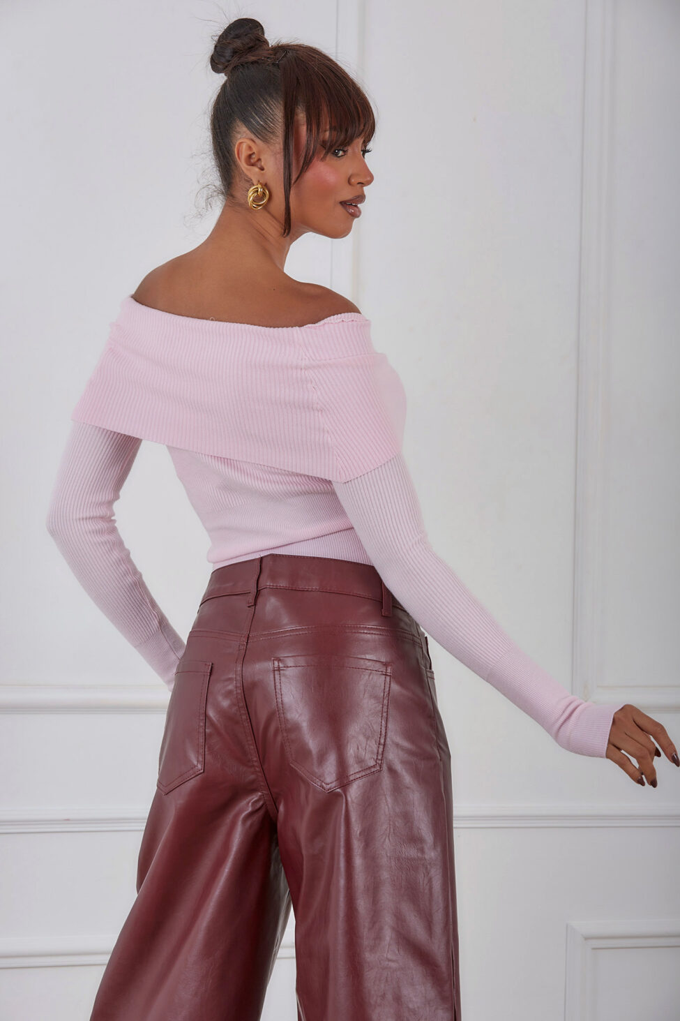 Aiden μπλούζα ριπ με ελεύθερους ώμους ροζ - Image 3