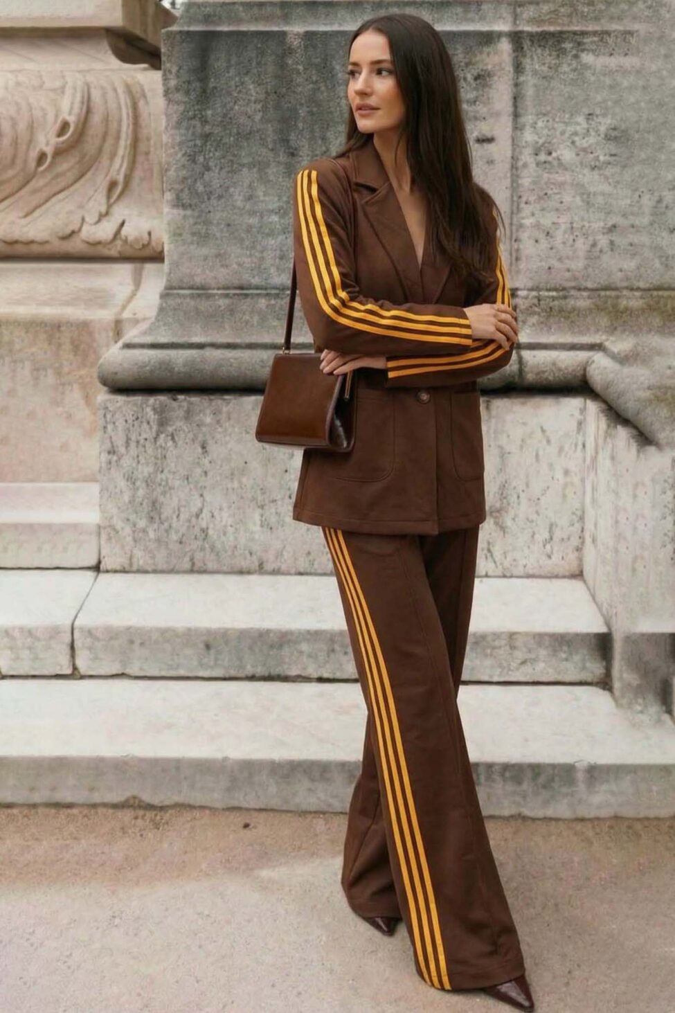 Alaman σετ σακάκι παντελόνι καφέ - Image 3