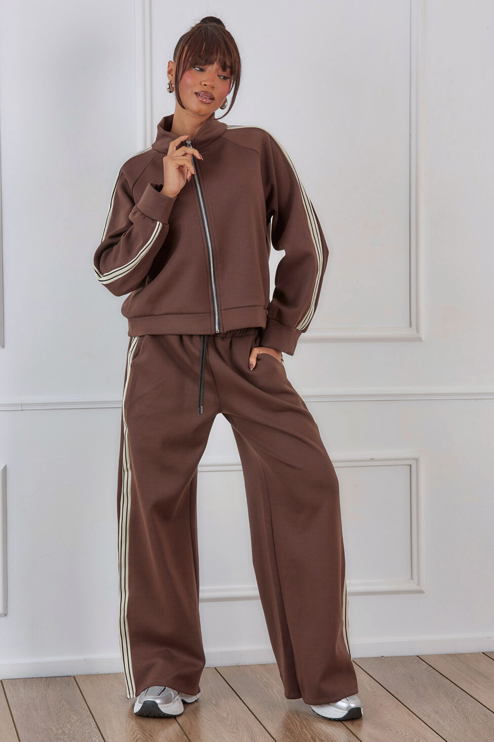 Alexa Σετ Ζακέτα Παντελόνι καφέ - Image 2