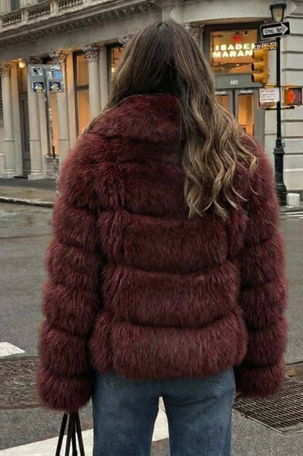 Bare γούνα με φερμούαρ μπορντό - Image 2
