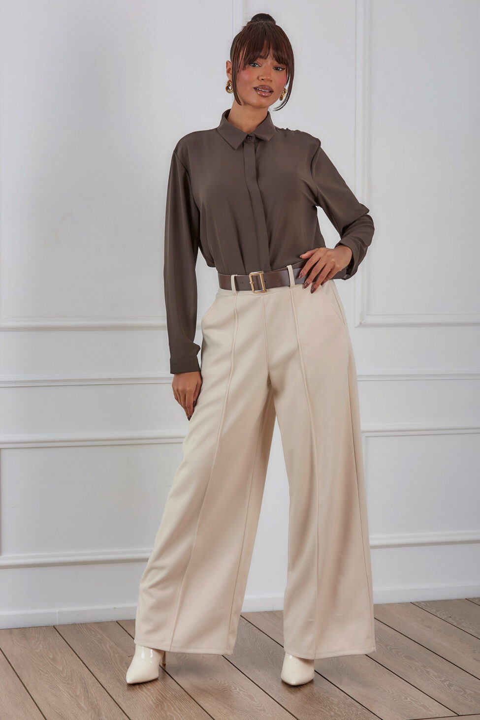 Benson παντελόνι με ζώνη μπεζ - Image 3