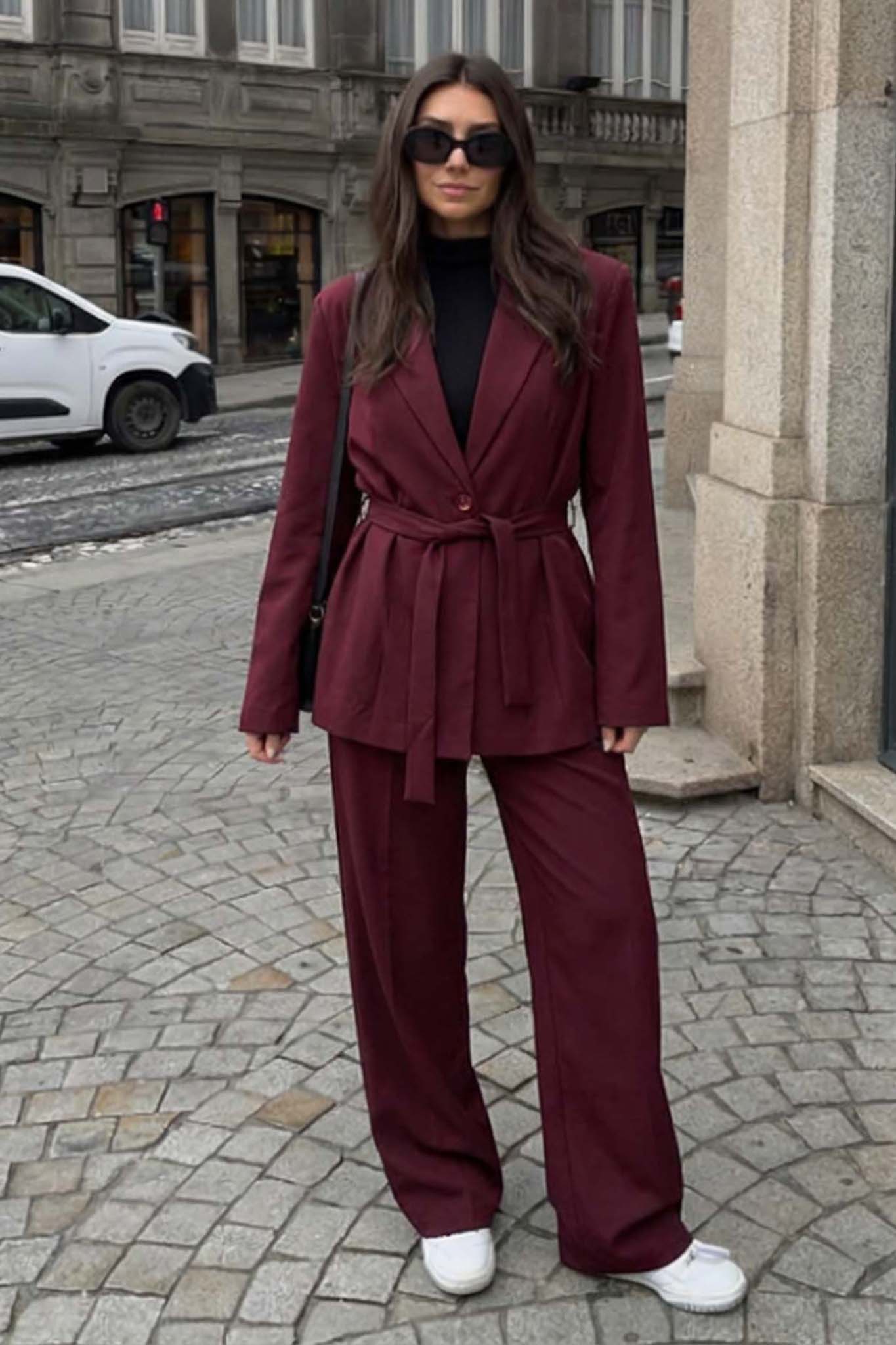 Berlin Σετ σακάκι παντελόνι μπορντό Berlin Σετ σακάκι παντελόνι μπορντό - Image 1