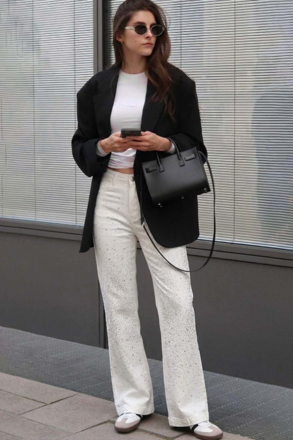 Bistro τζιν με στρας λευκό - Image 2