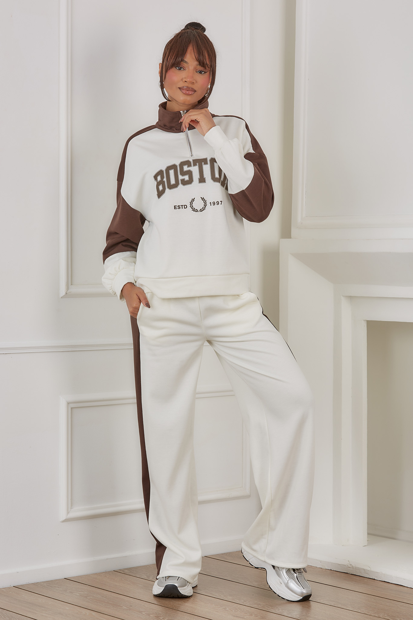 Boston Σετ Φούτερ Παντελόνι καφέ Boston Σετ Φούτερ Παντελόνι καφέ - Image 1