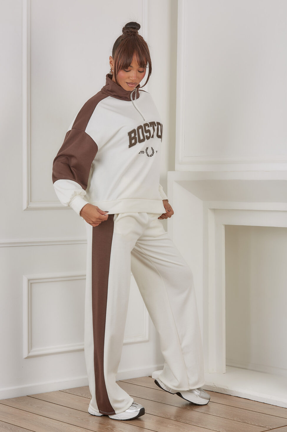 Boston Σετ Φούτερ Παντελόνι καφέ - Image 3