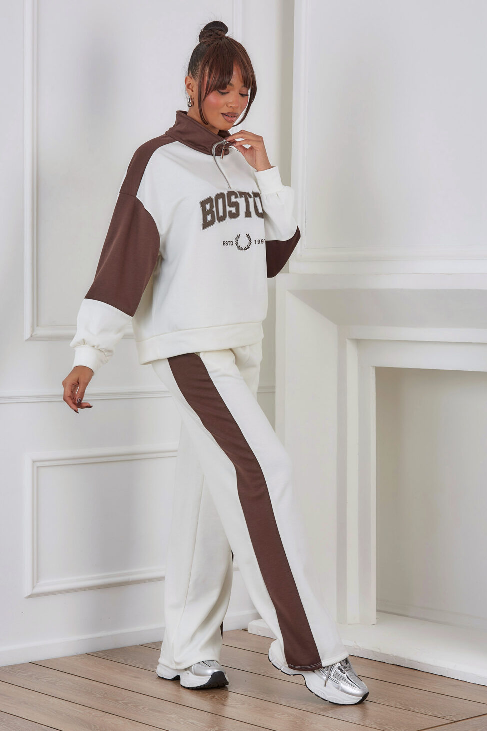 Boston Σετ Φούτερ Παντελόνι καφέ - Image 3