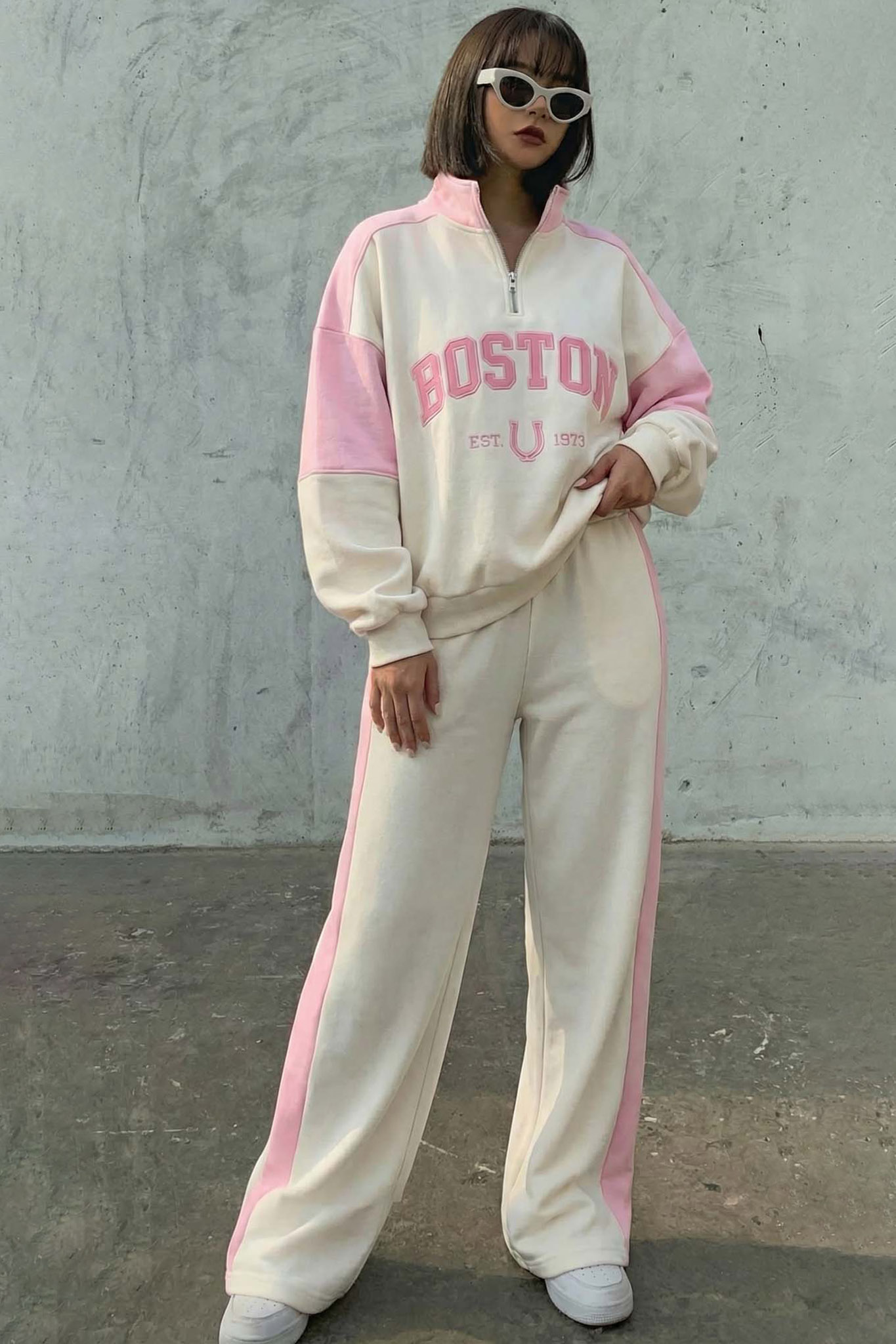 Boston Σετ Φούτερ Παντελόνι ροζ Boston Σετ Φούτερ Παντελόνι ροζ - Image 1