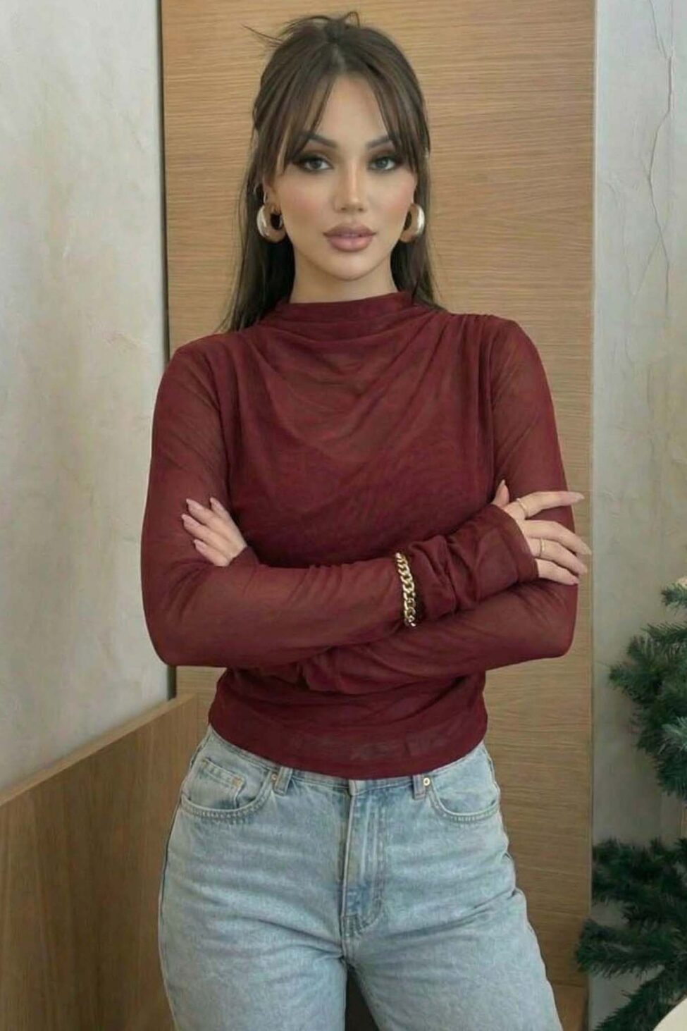 C-thru τοπ με διαφάνεια μπορντό - Image 2