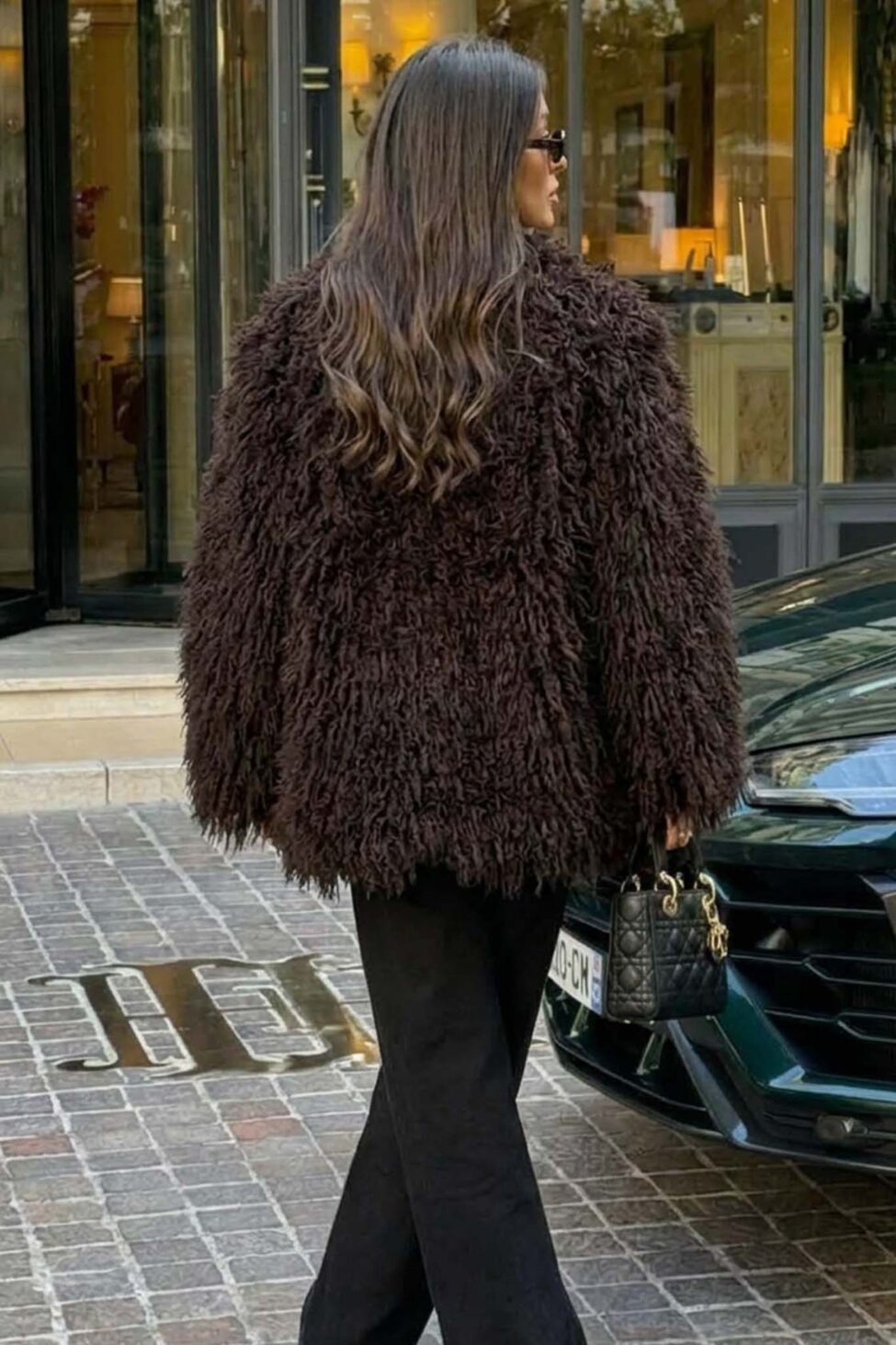 Camille παλτό απο οικολογική shaggy γούνα καφέ - Image 2