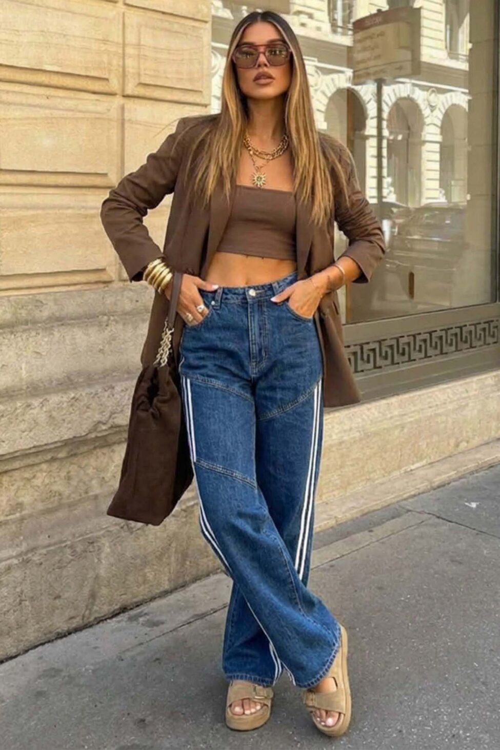 Curium τζιν παντελόνι με ρίγες μπλε - Image 2