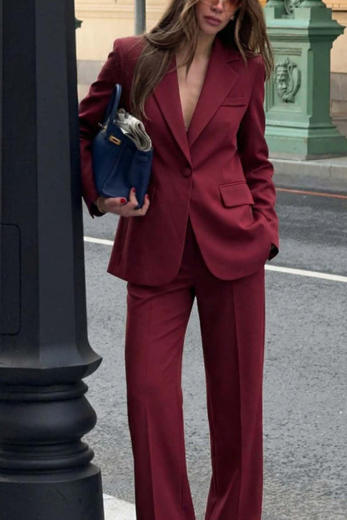 Diane σετ σακάκι με παντελόνι μπορντό Diane σετ σακάκι με παντελόνι μπορντό - Image 1