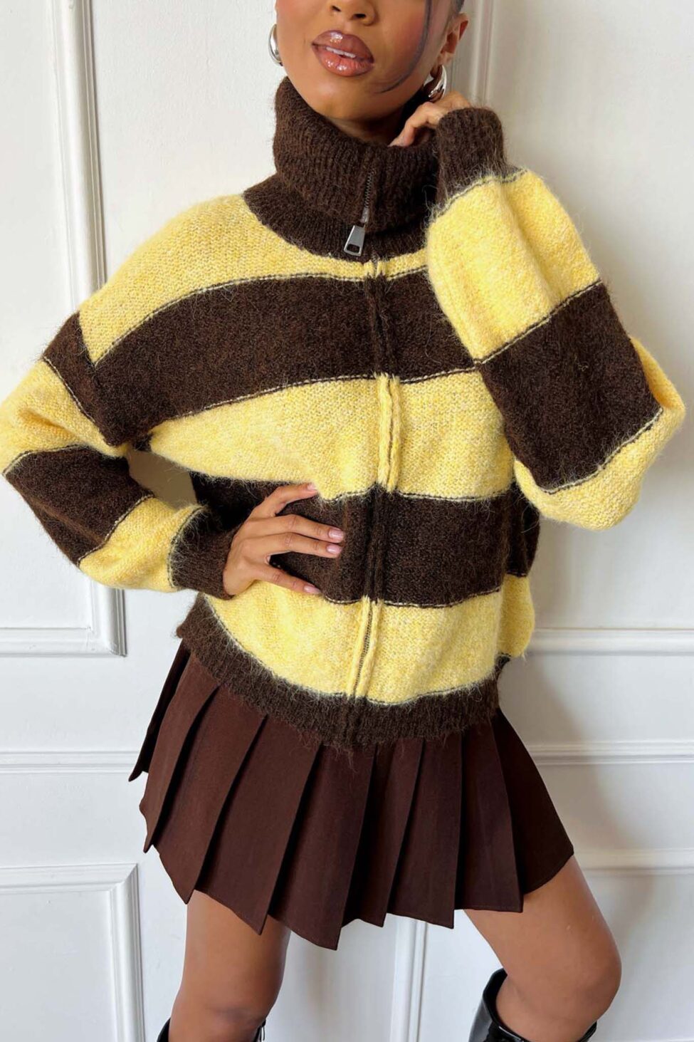 Edem ζακέτα ριγέ καφέ - Image 2