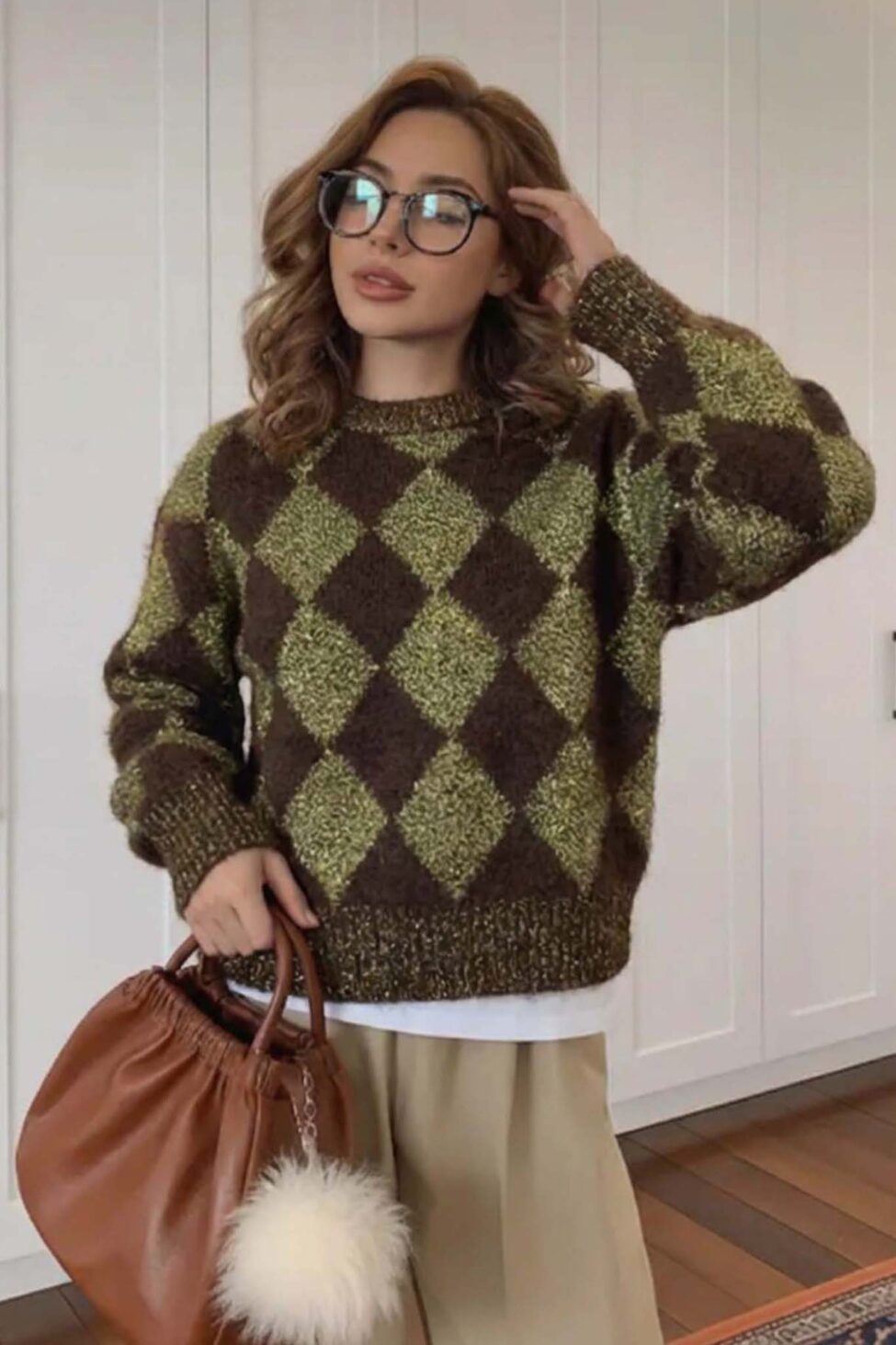 Eryndra Πλέκτη Μπλούζα καφέ - Image 2