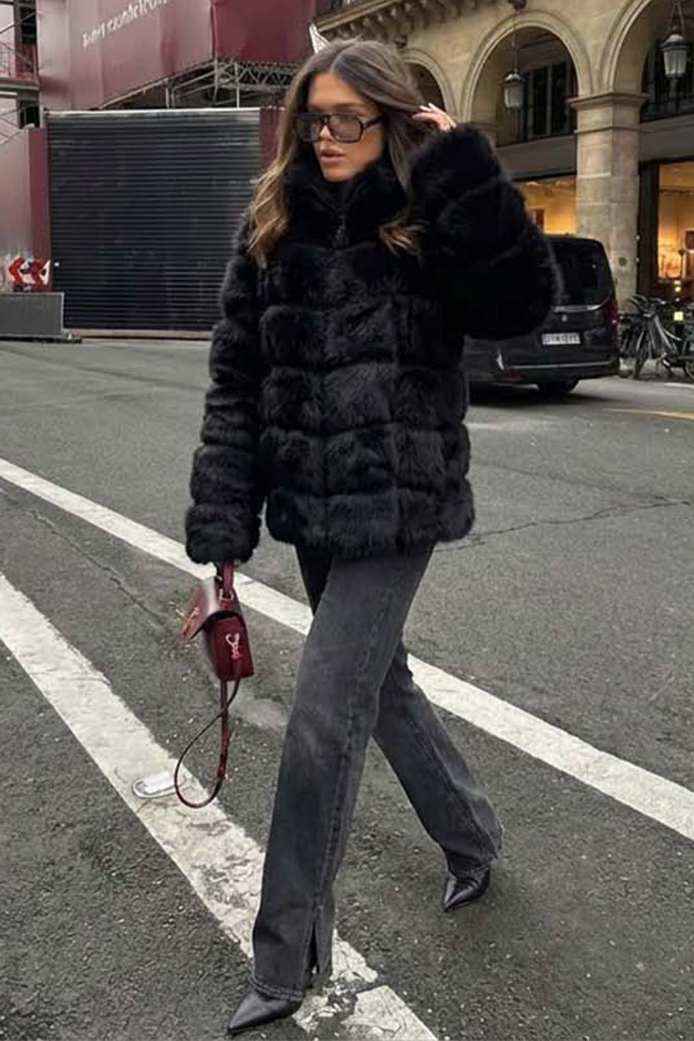 Estelle μπουφάν απο οικολογική γούνα μαύρο Estelle μπουφάν απο οικολογική γούνα μαύρο - Image 1