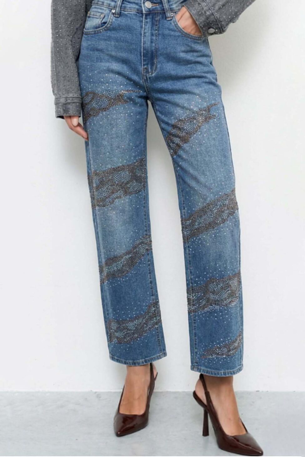 Etherium τζιν παντελόνι με στρας μπλε - Image 3